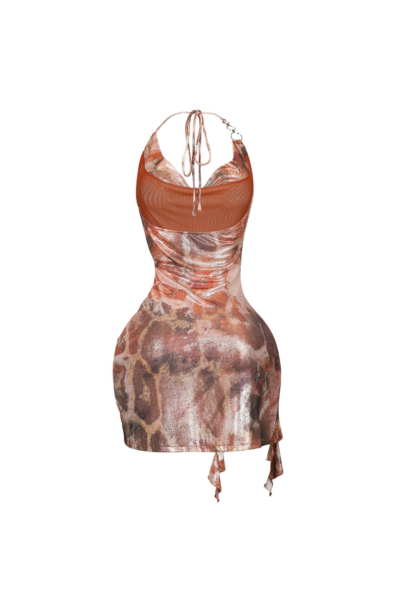Electric Foil Tank O Ring Mini Dress