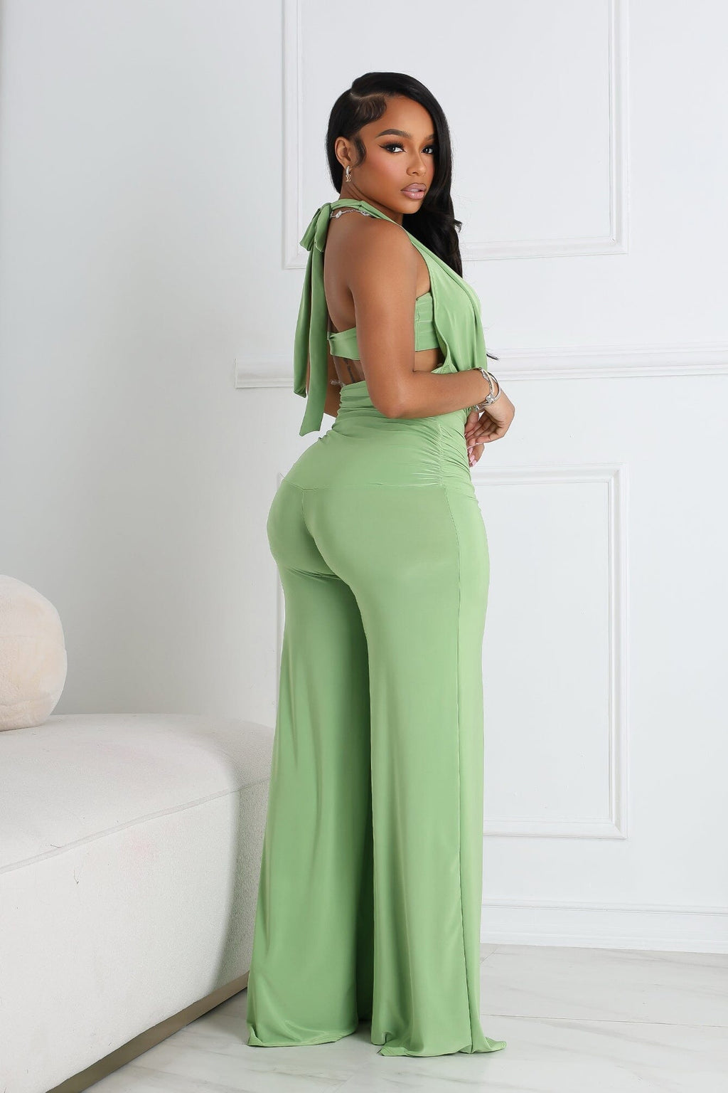 Plunge Cowl Neck Jumpsuit with Tube Top