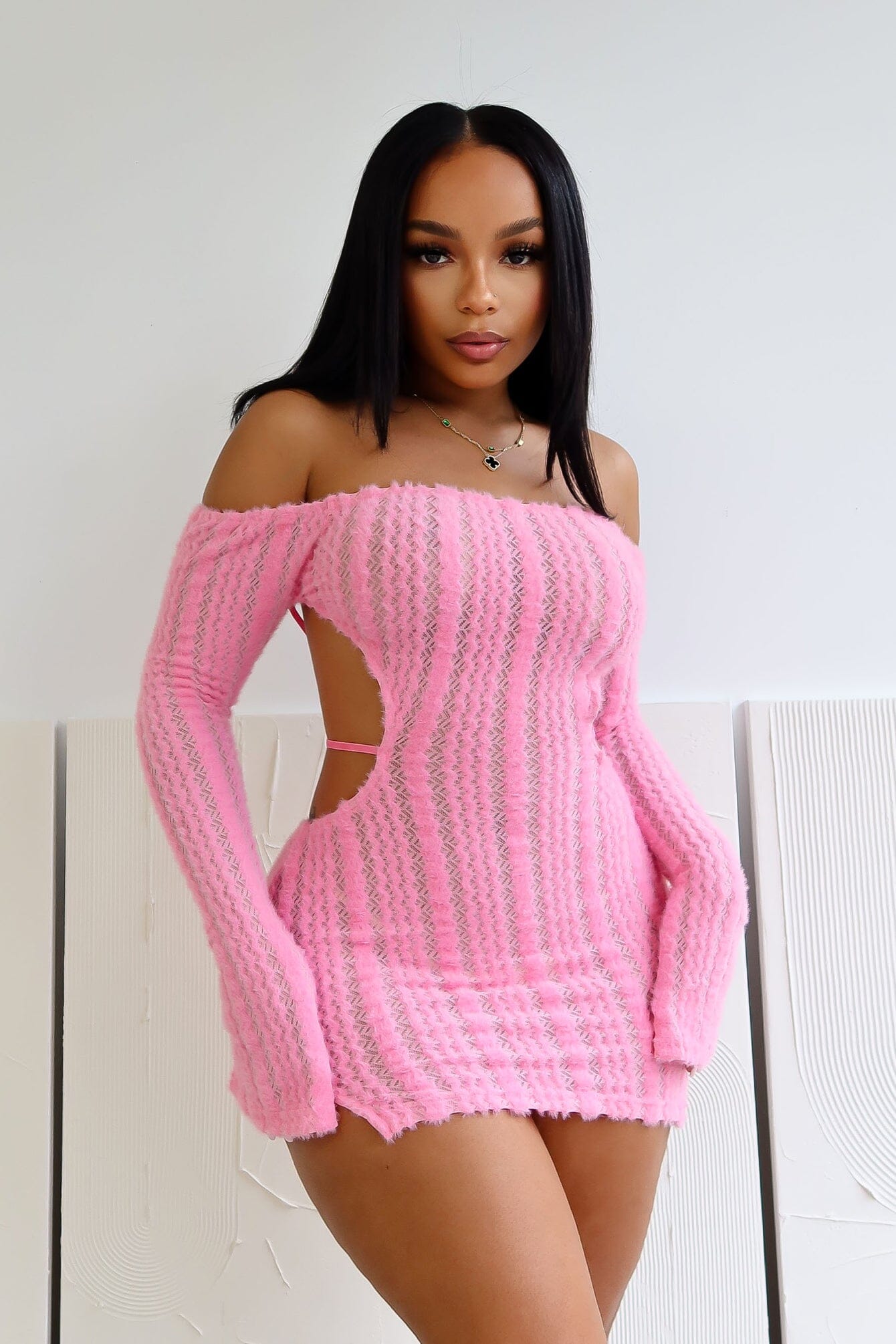 No Options Fuzzy Mini Dress