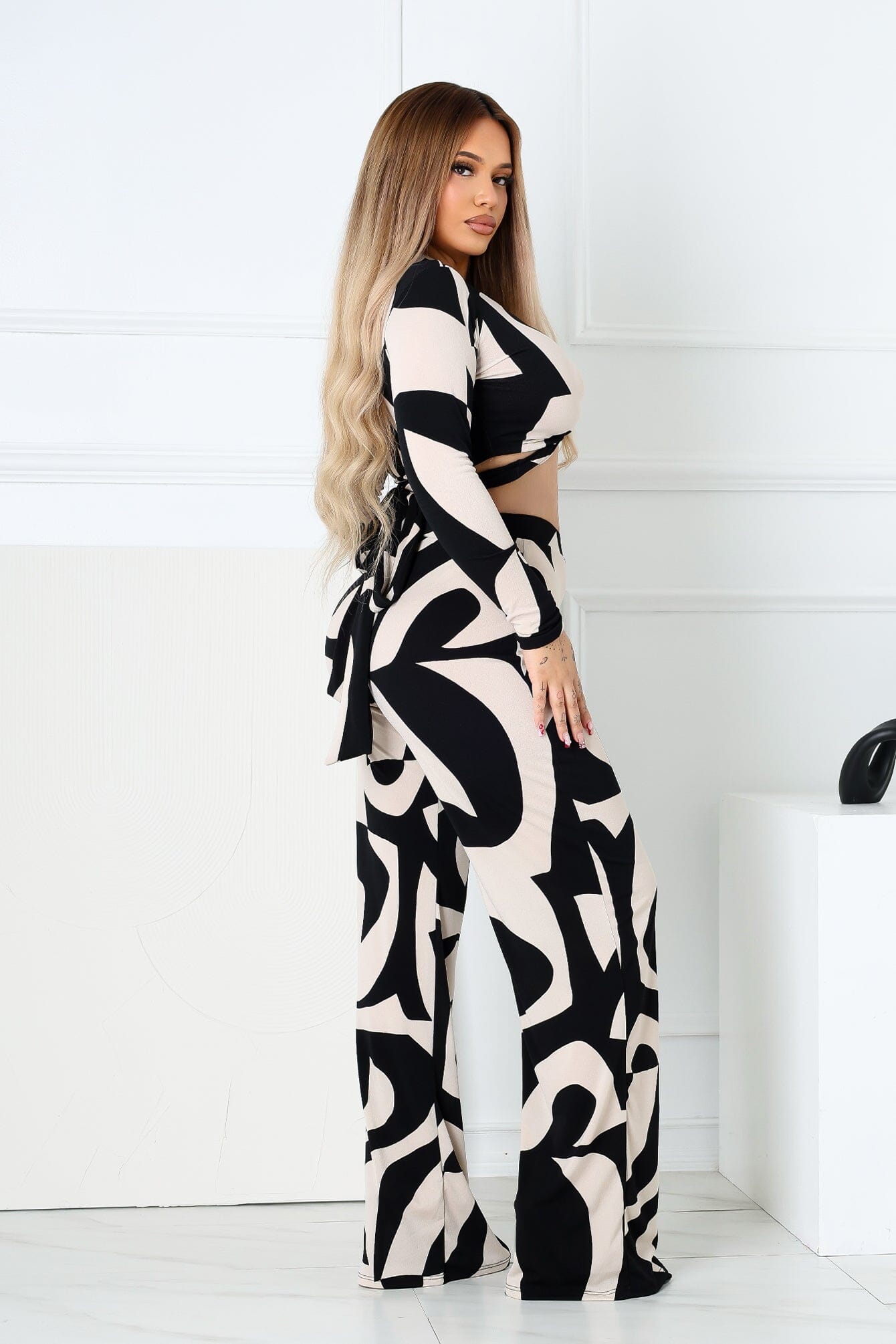 Wendy Mesh Picoso Print Top & Pants SET