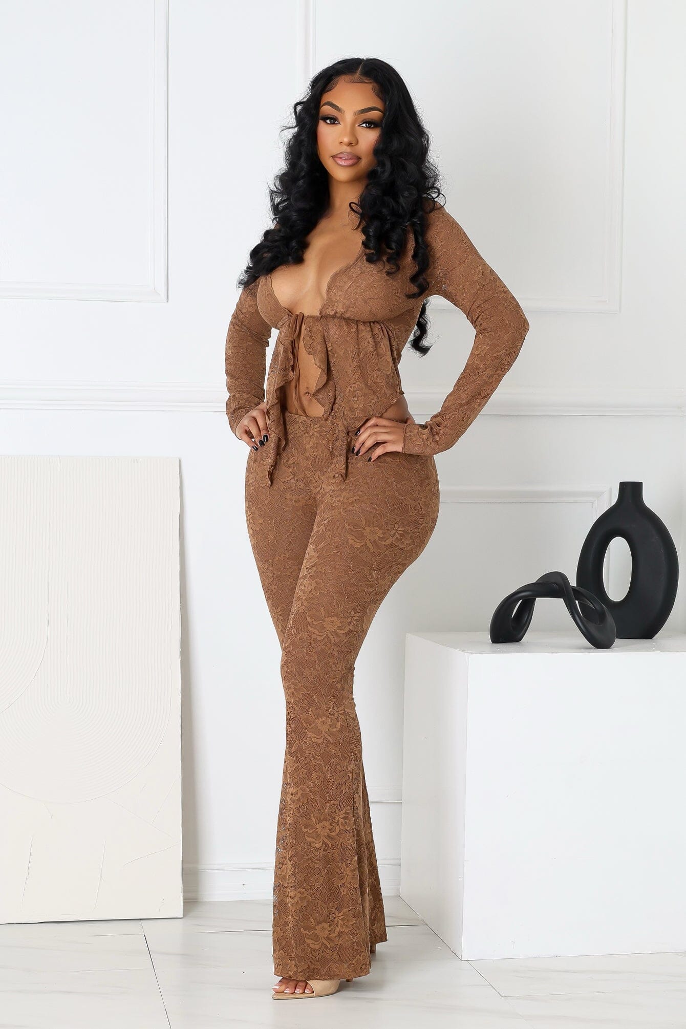 Everly Lace Top & Wide Pants SET