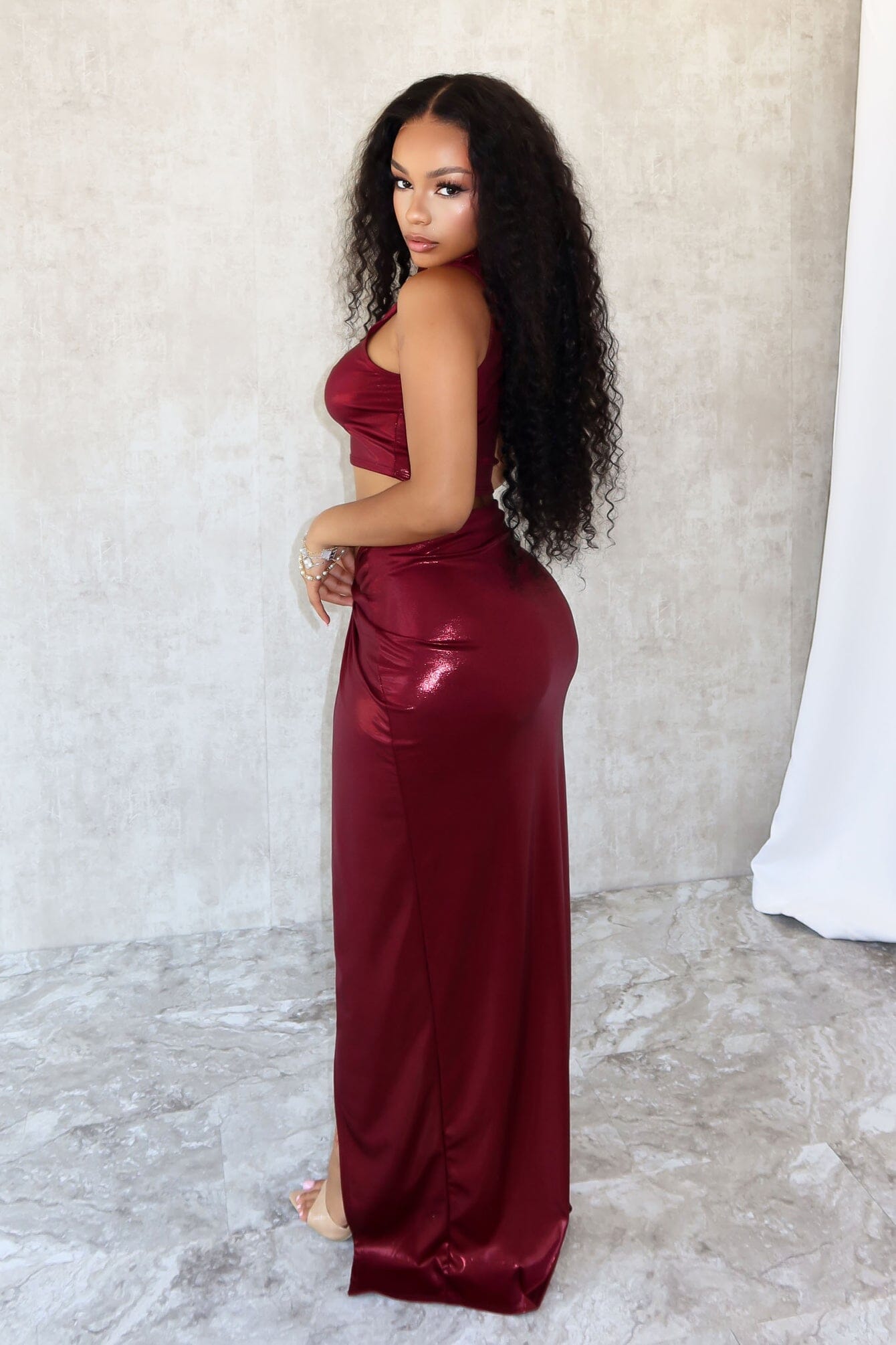 New Galaxy Metallic Top & Skirt SET