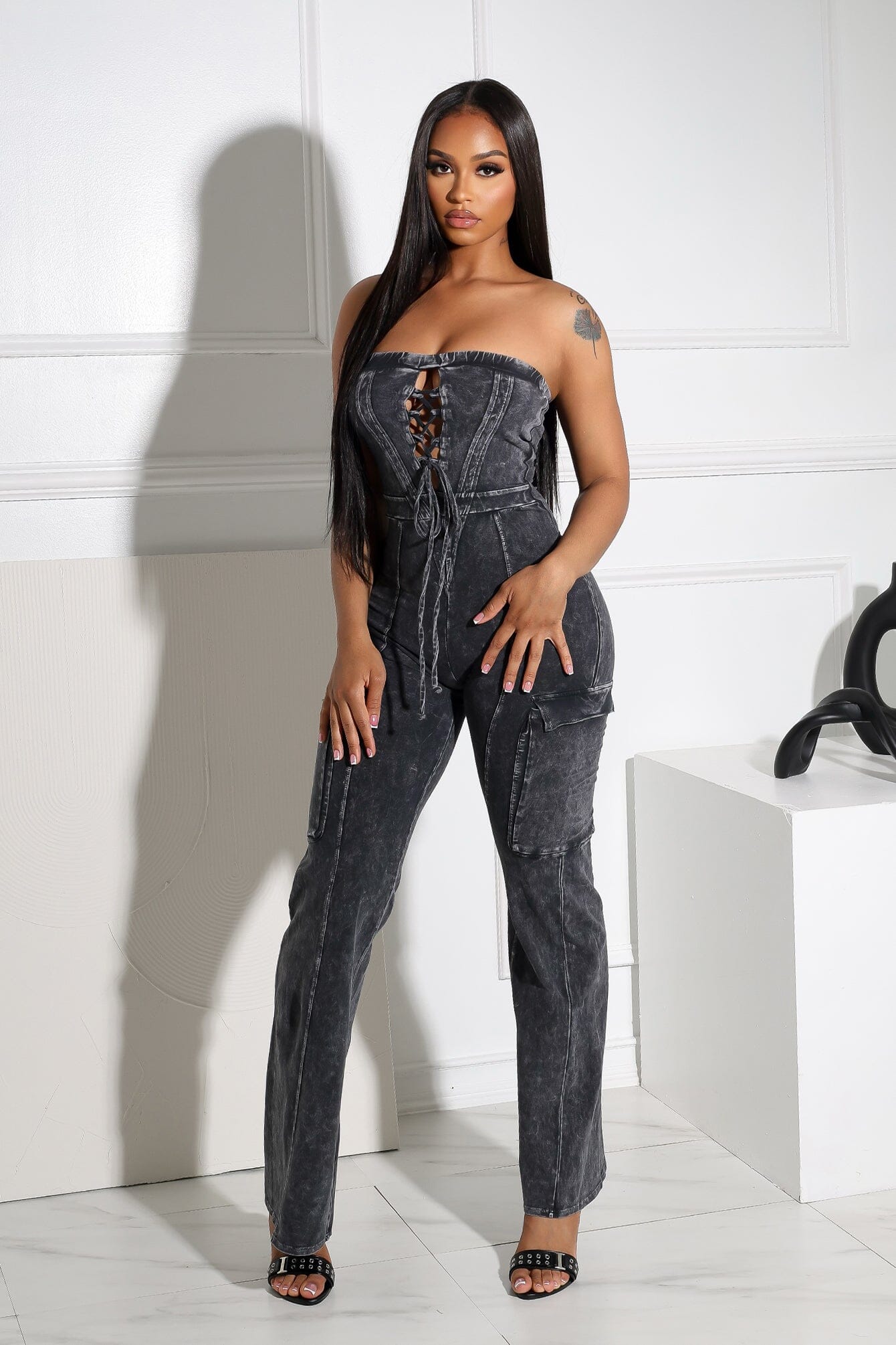 Stonewave Mineral Washed Cotton Tube Jumpsuit