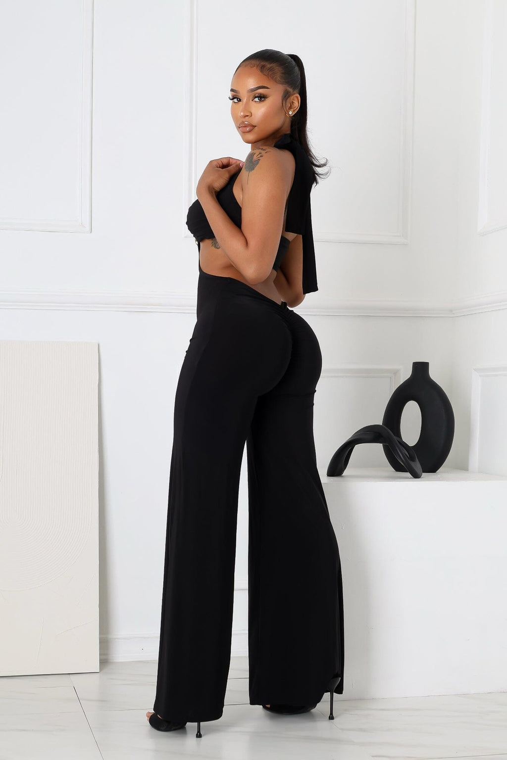 Equinox Cutout Halter Jumpsuit with Metal Trim