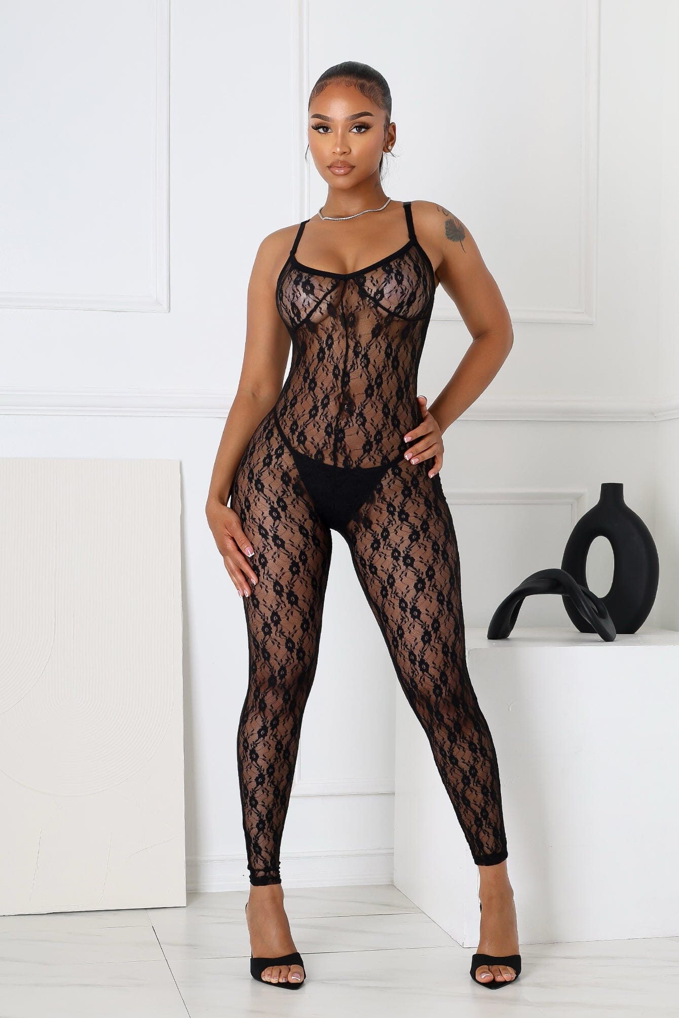 Ready to Slay Skinny Leg Lace Jumpsuit