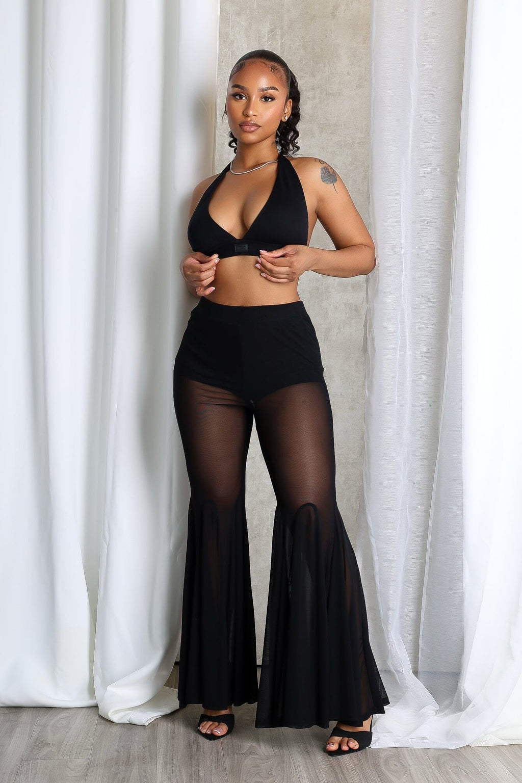 Aero Split Mesh Flared Pants