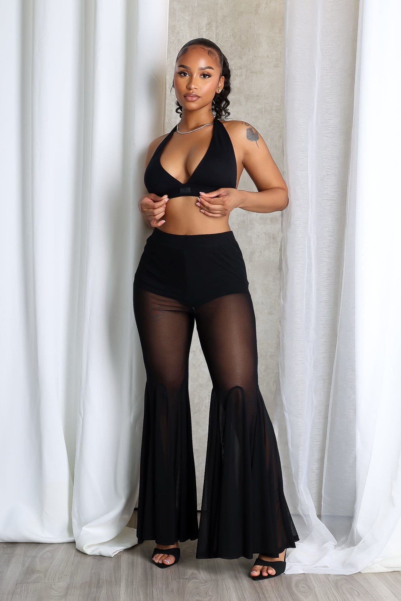 Aero Split Mesh Flared Pants