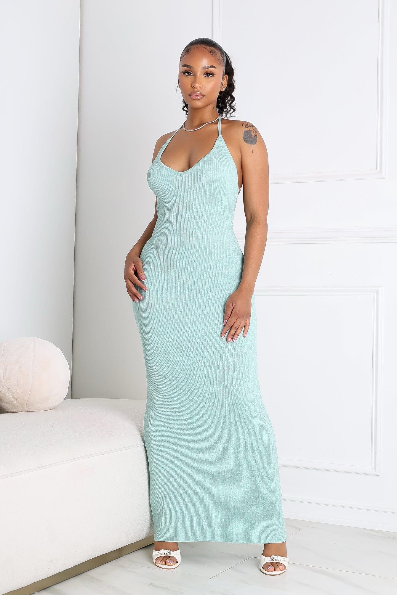 Rivexa Glitter Lurex Ribbed Maxi Dress