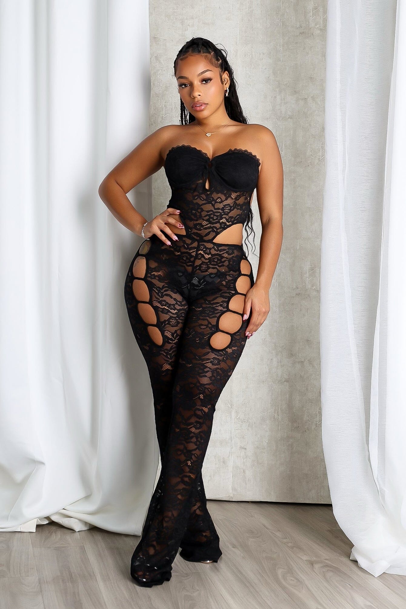 Vixen Lace Bustier Tube Jumpsuit