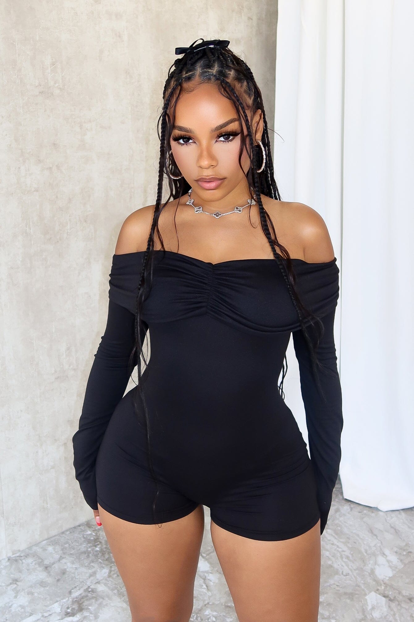 Noelle Off Shoulder Long Sleeve Romper