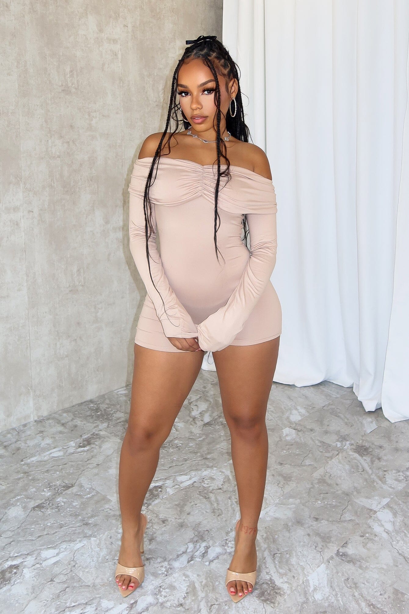 Noelle Off Shoulder Long Sleeve Romper