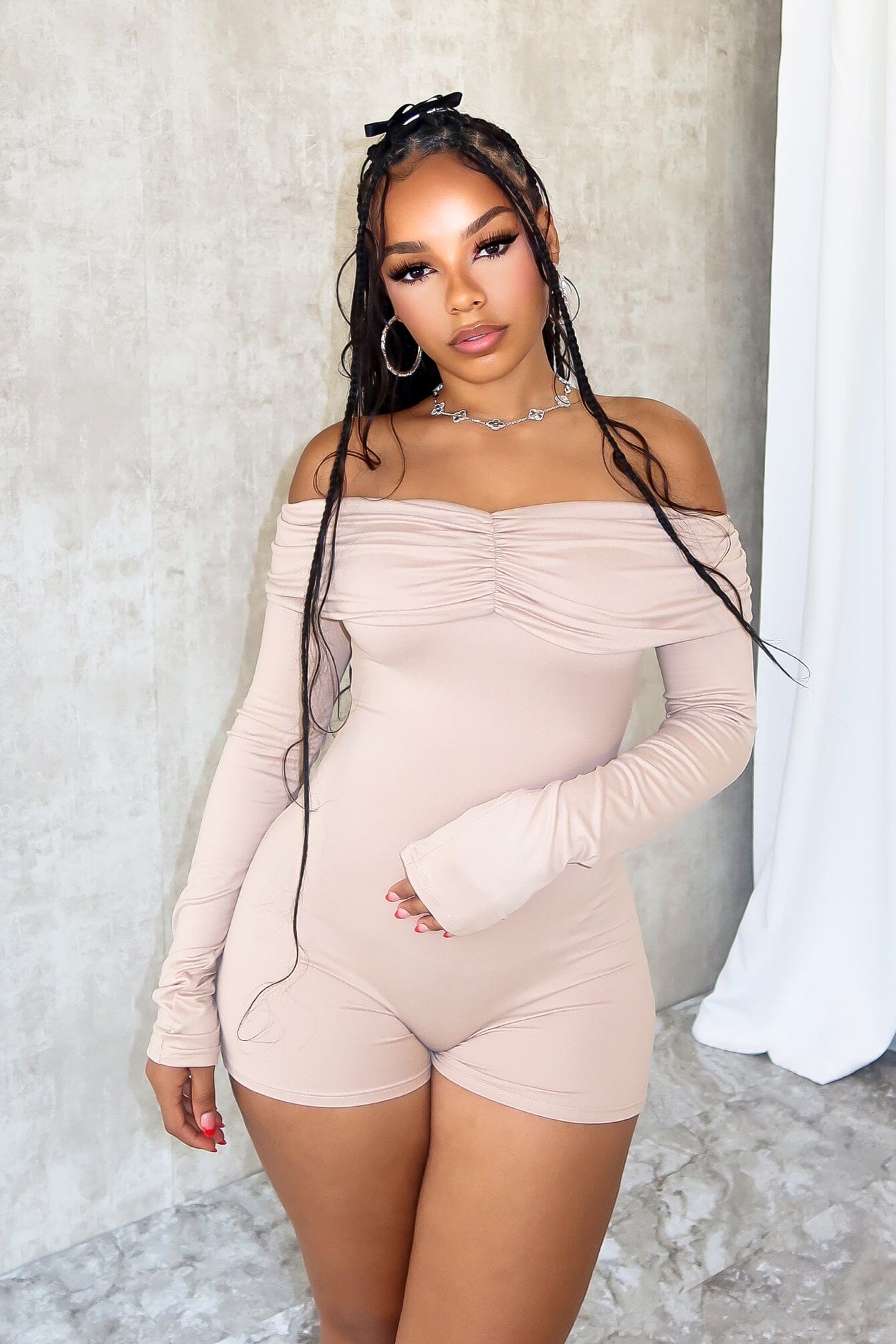 Noelle Off Shoulder Long Sleeve Romper