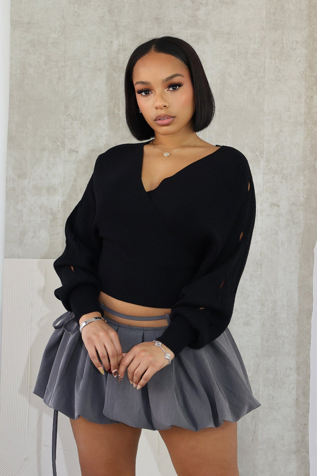 Vanessa Off Shoulder Sleeve Cutout Sweater