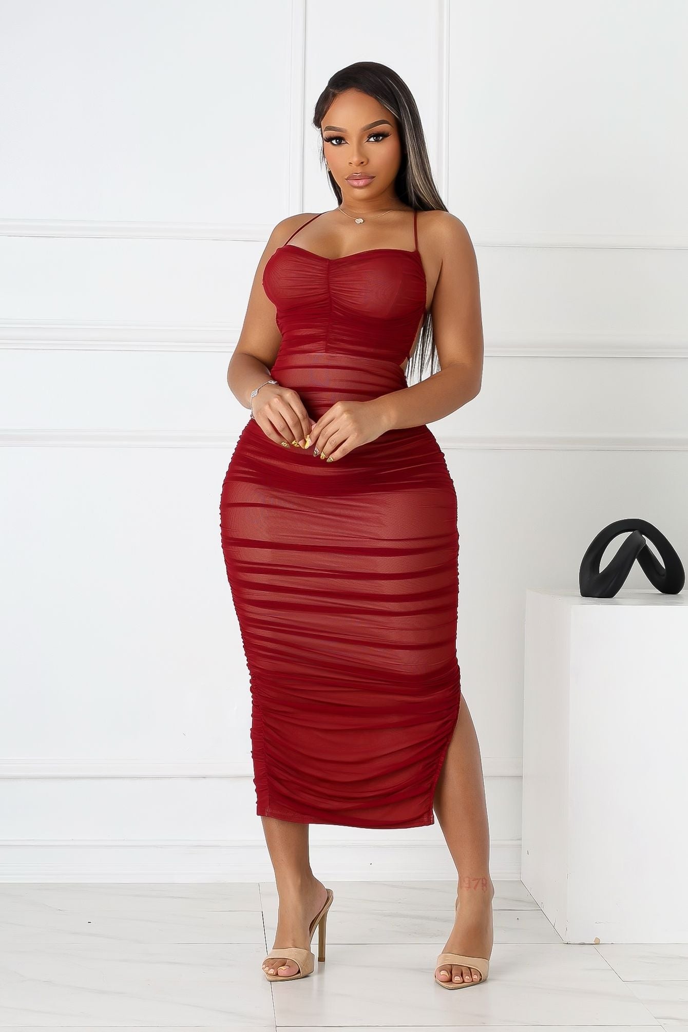 Body Talk Ruched Midi Dress