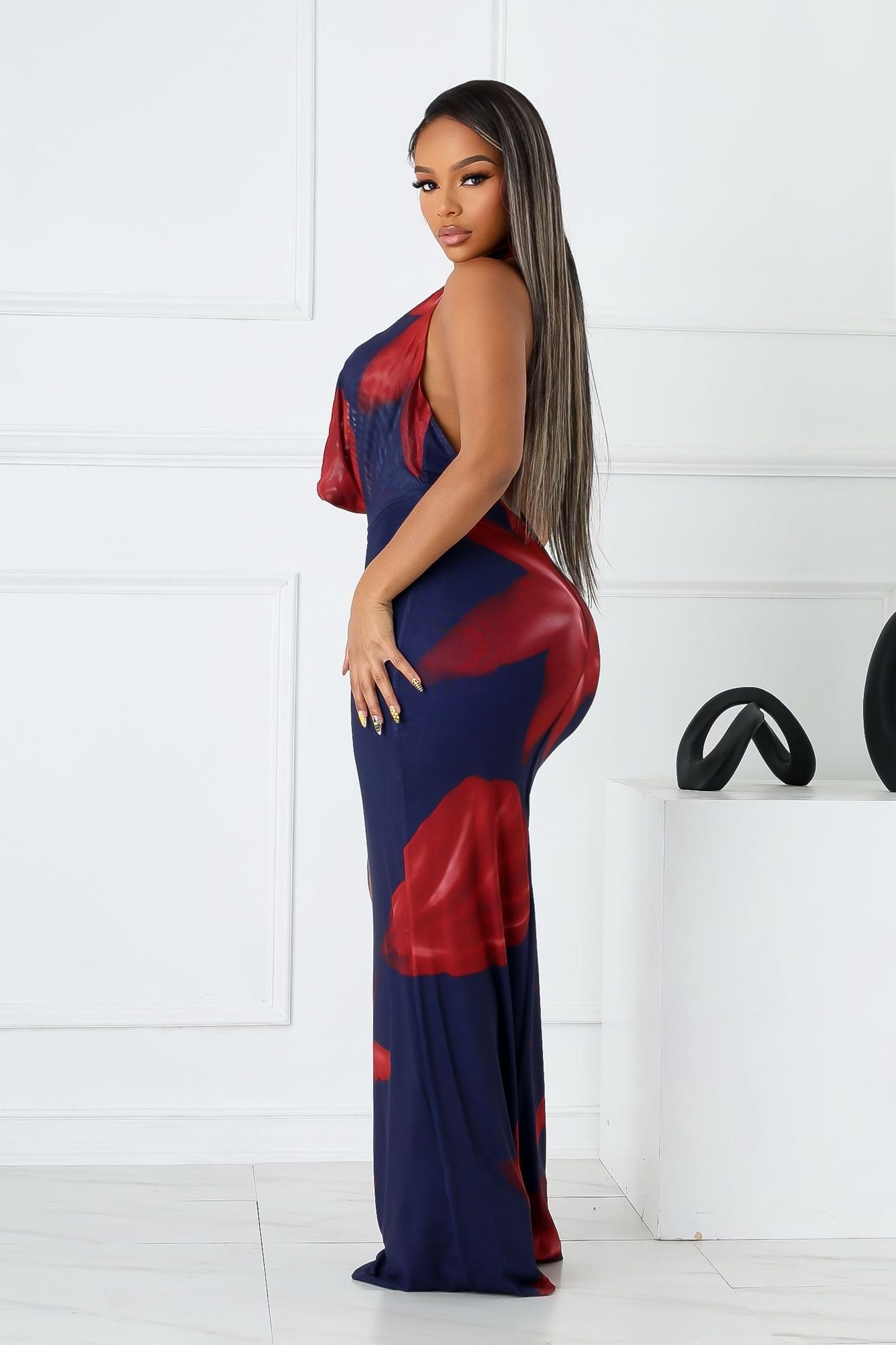 Ignite Petal Chain Cowl Maxi Dress