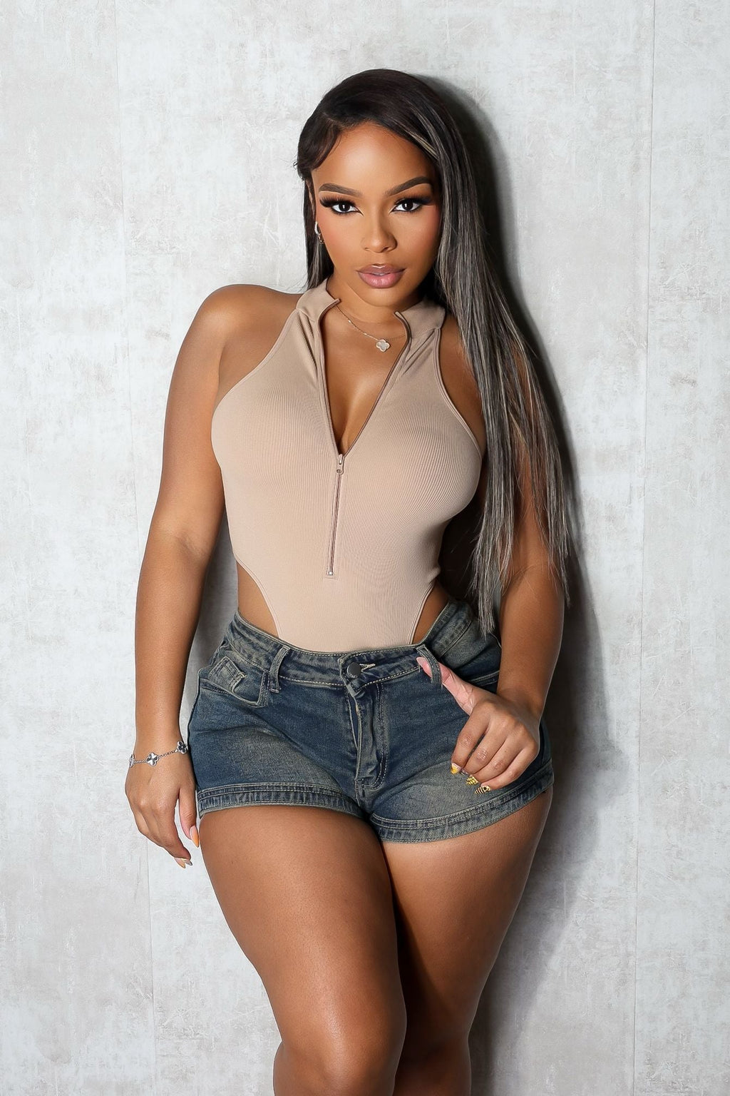 Edgeform Ribbed Zip Bodysuit