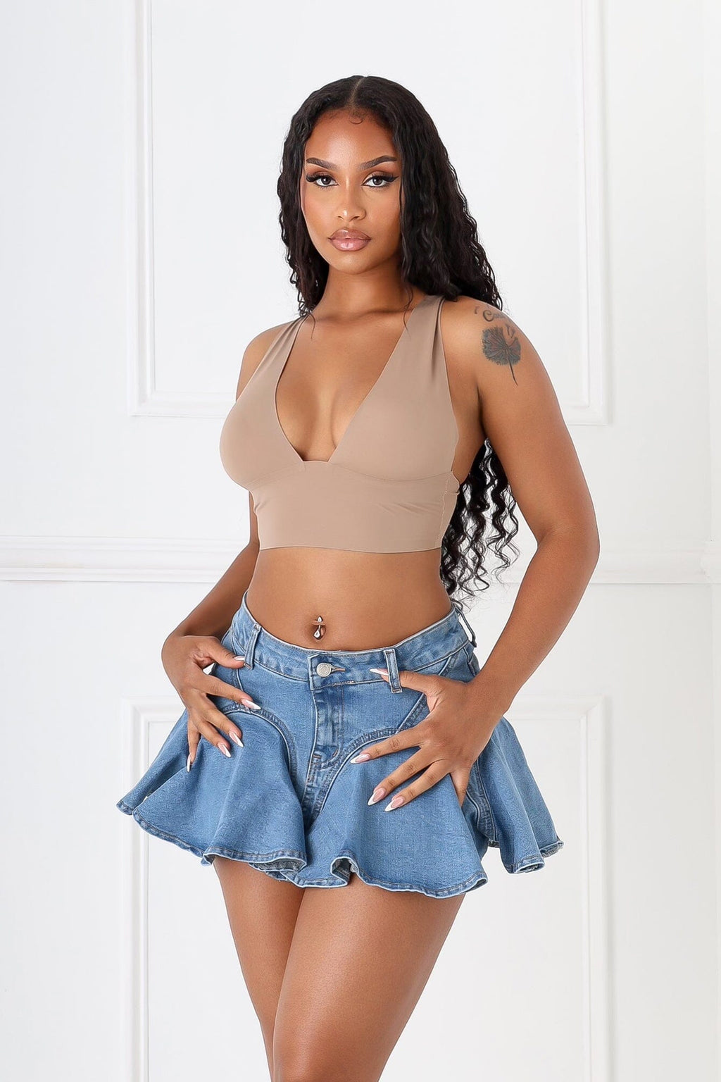 Bareline Seamless V Neck Crop Top