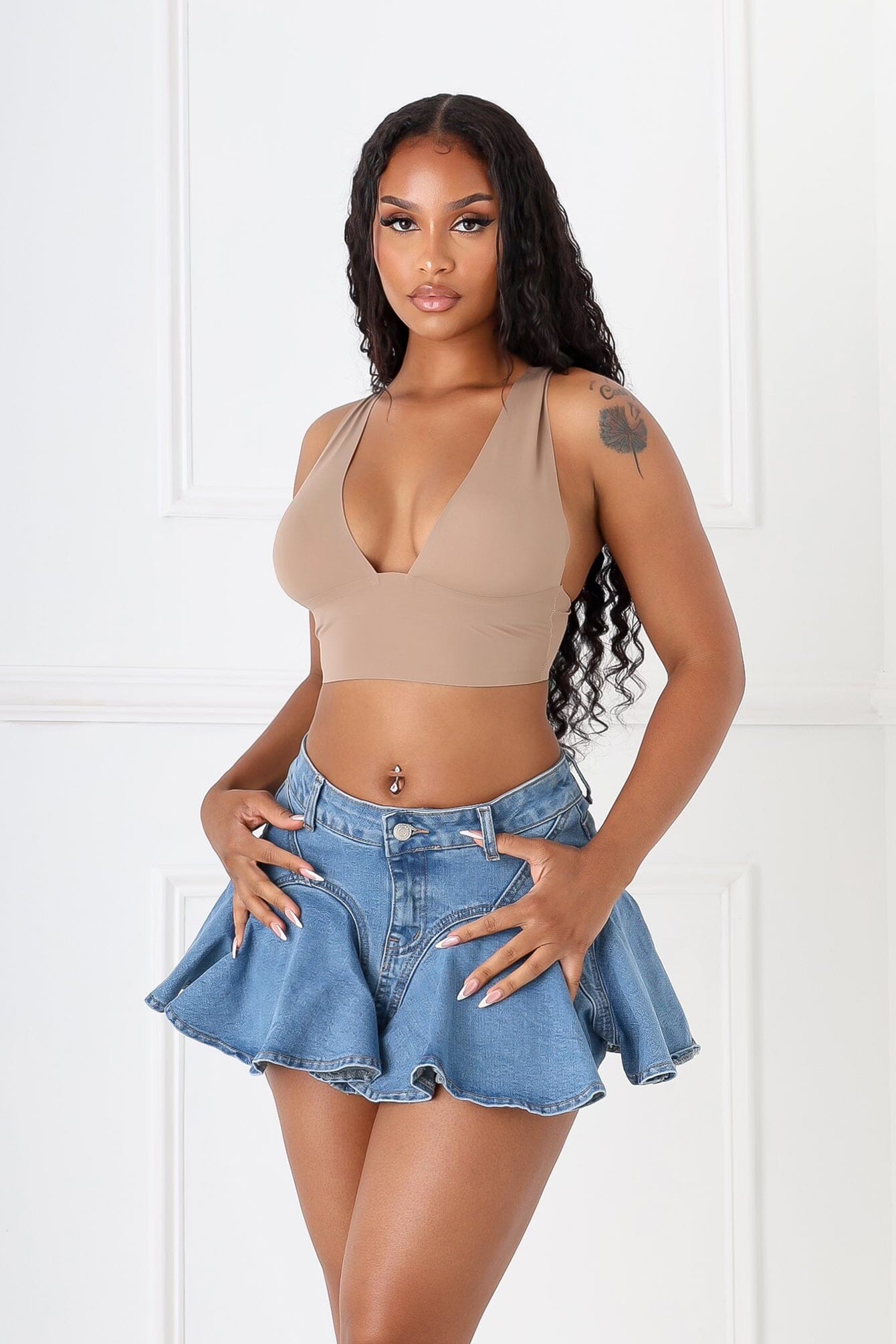 Bareline Seamless V Neck Crop Top