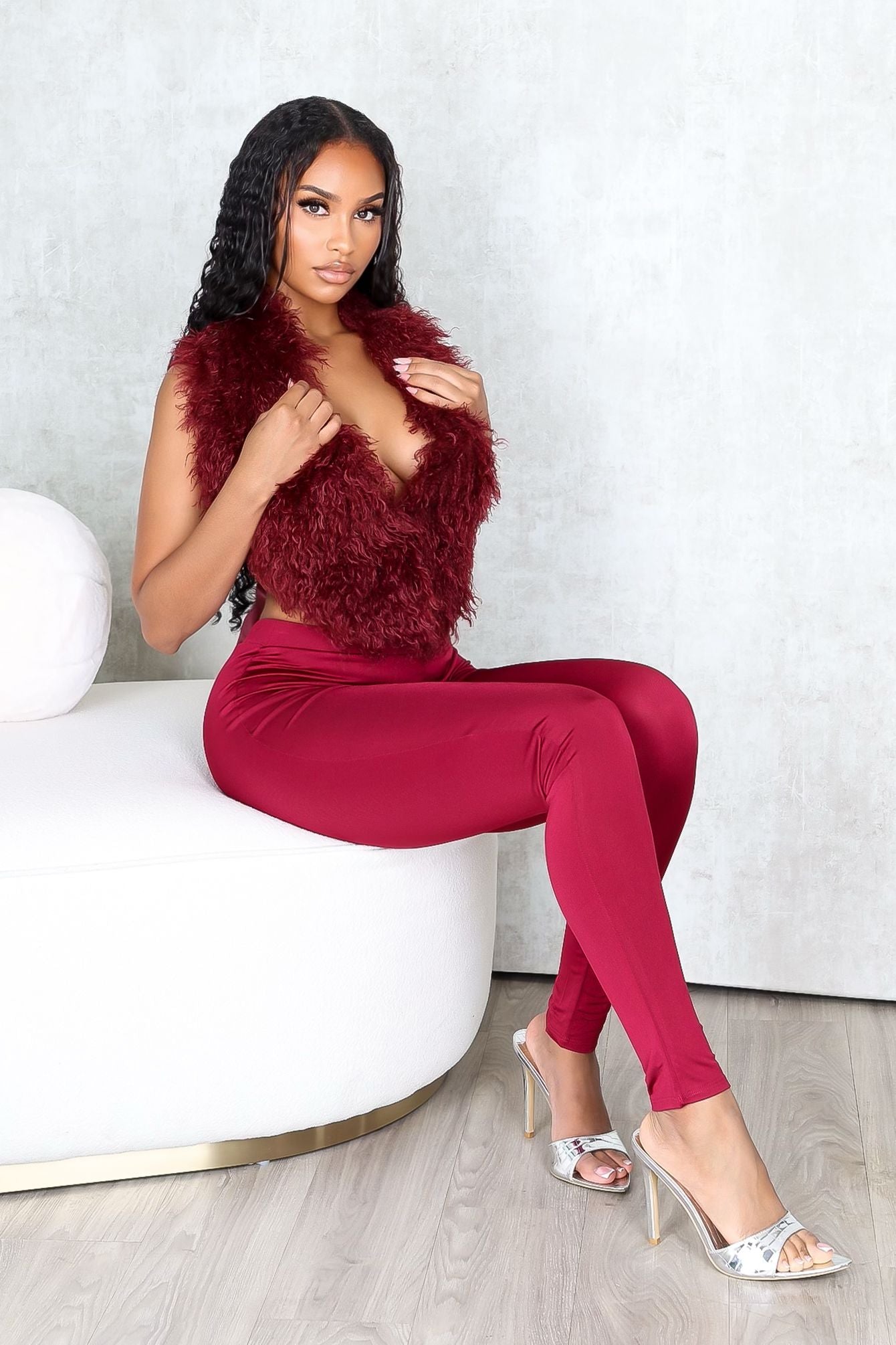 Furista Fur Halter Vest & Leggings SET