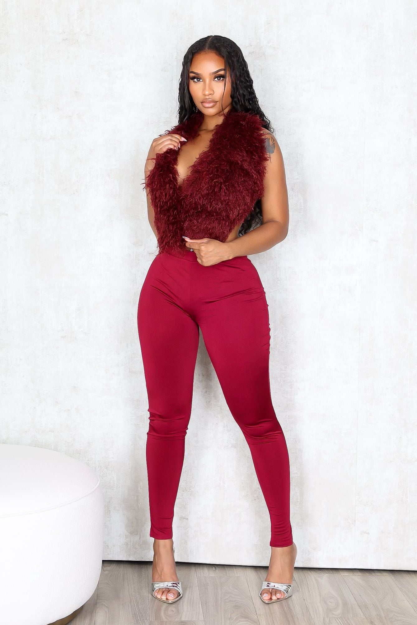 Furista Fur Halter Vest & Leggings SET