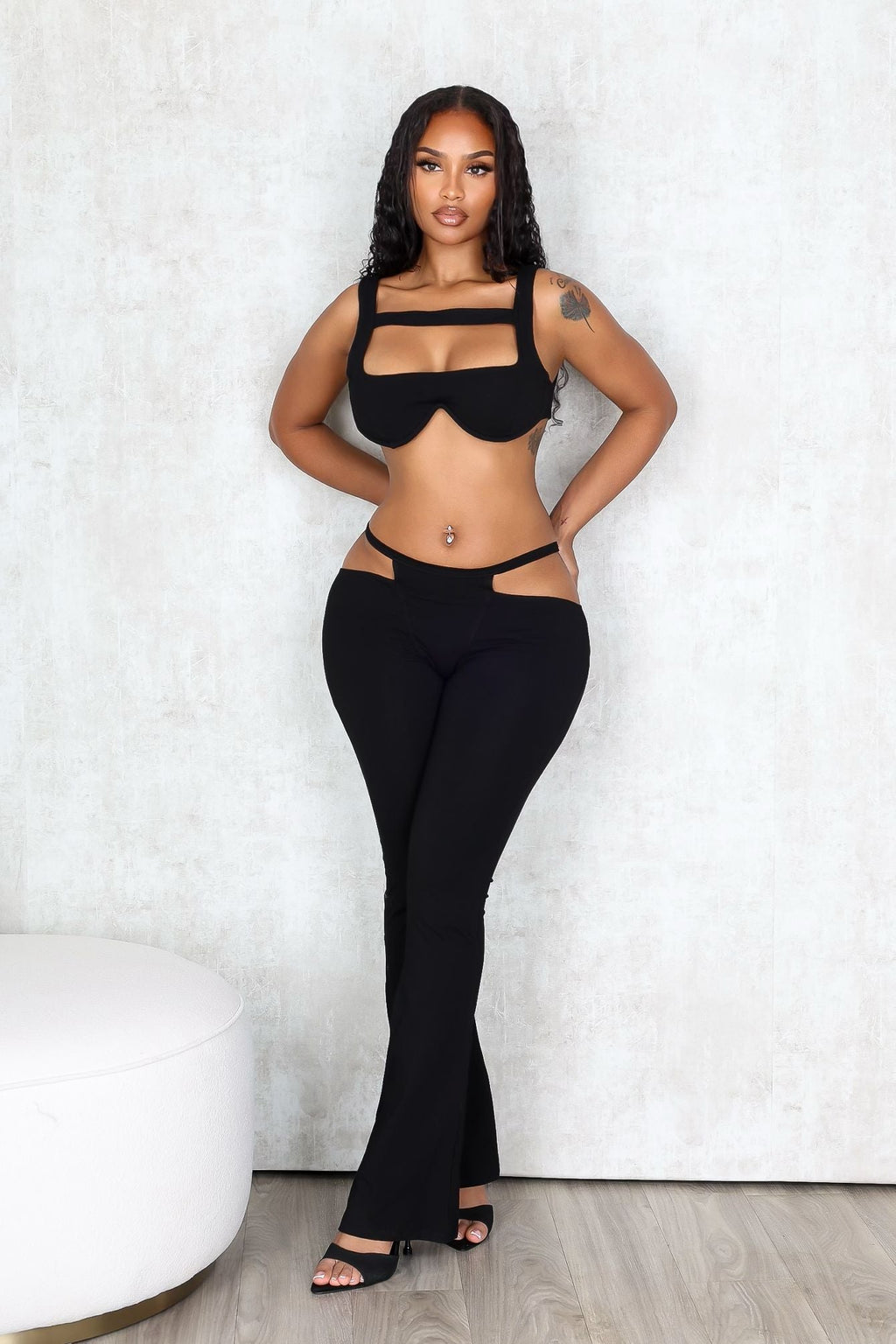 Armored Strappy Crop Top & Pants SET