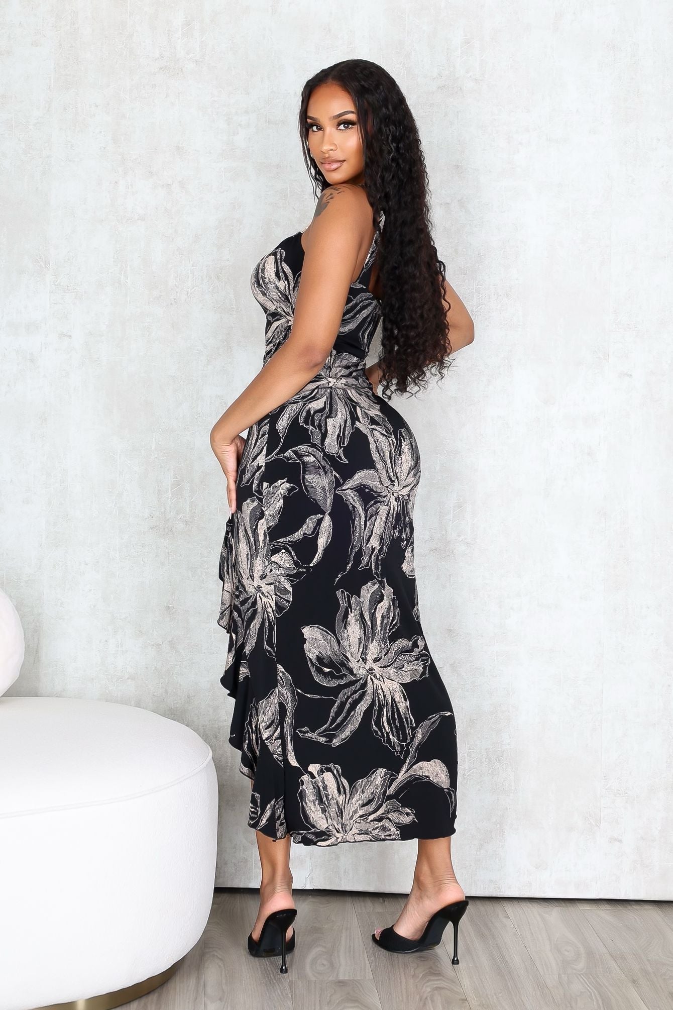 Flarecut One Shoulder Midi Dress