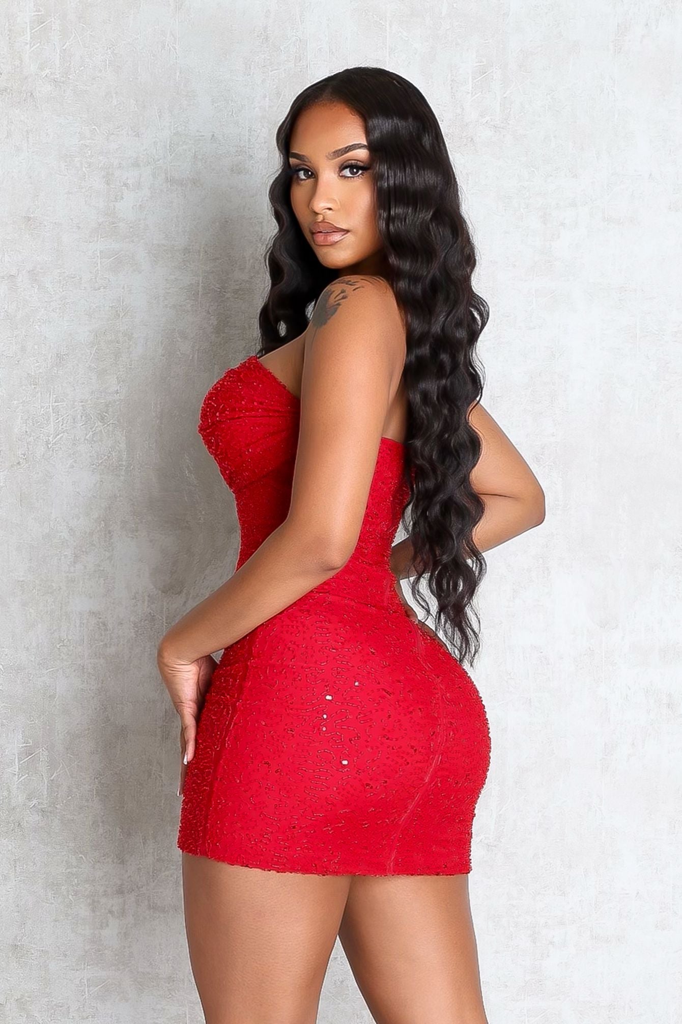 Greer Mesh Beaded Mini Dress