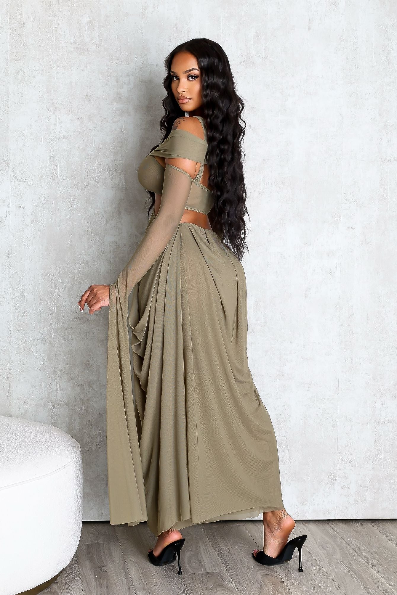 Wrap Me Slow Mesh Maxi Dress