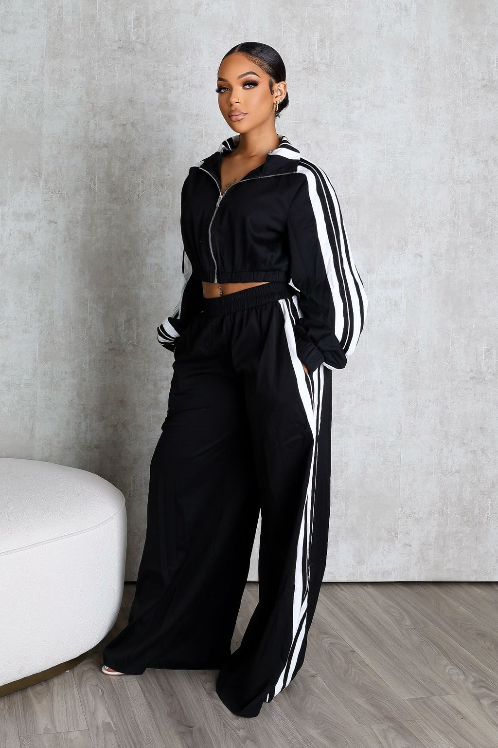 Side Motion Striped Jacket & Pants SET
