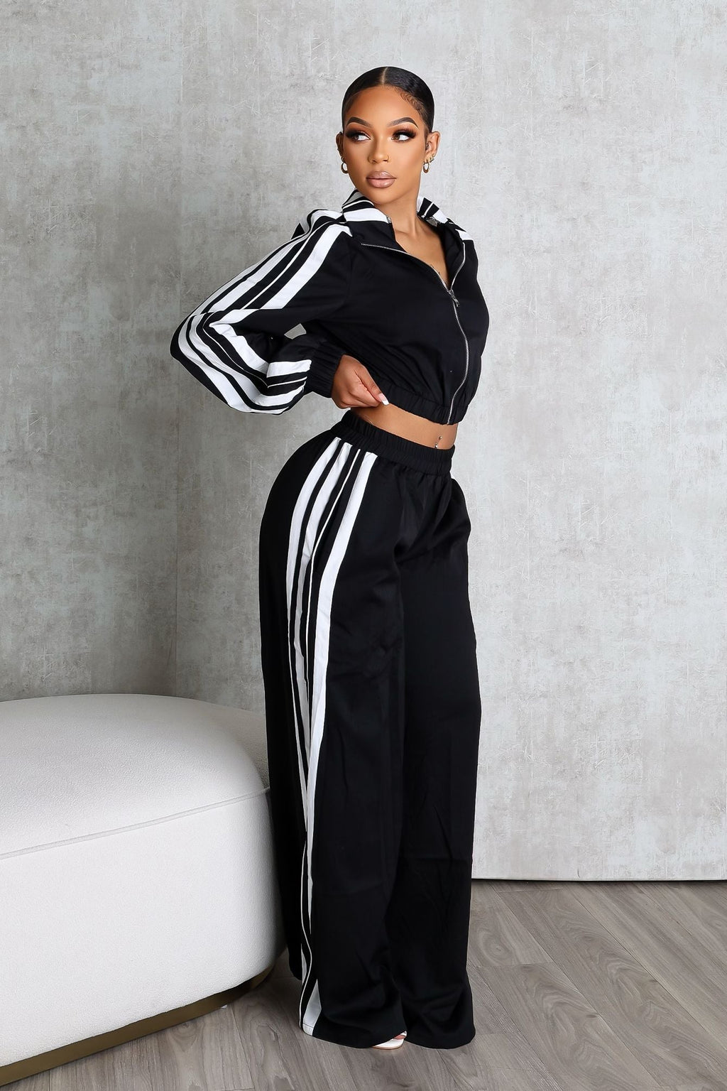 Side Motion Striped Jacket & Pants SET