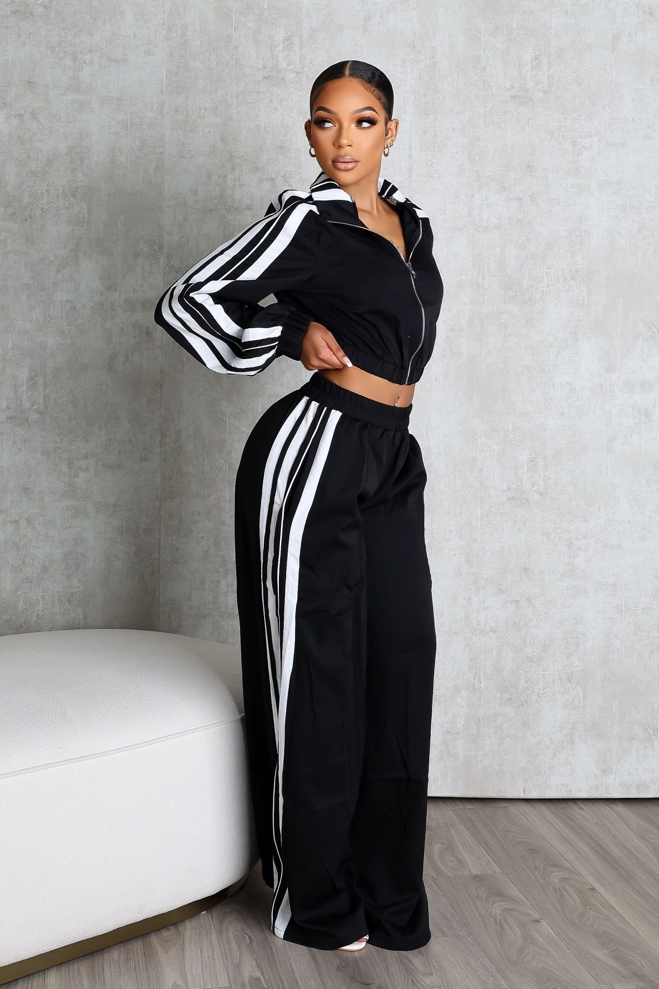 Side Motion Striped Jacket & Pants SET