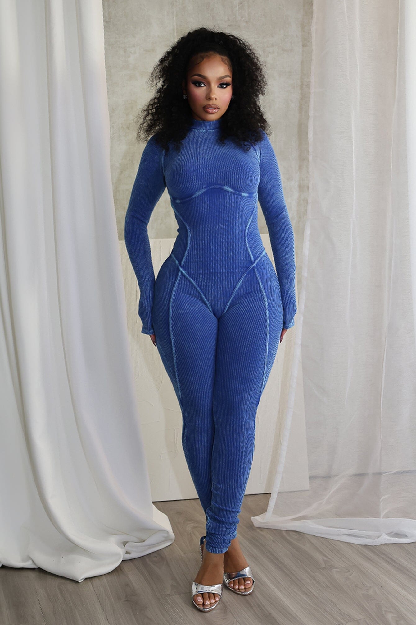 Avianna Mineral Washed Mock Neck Jumpsuit