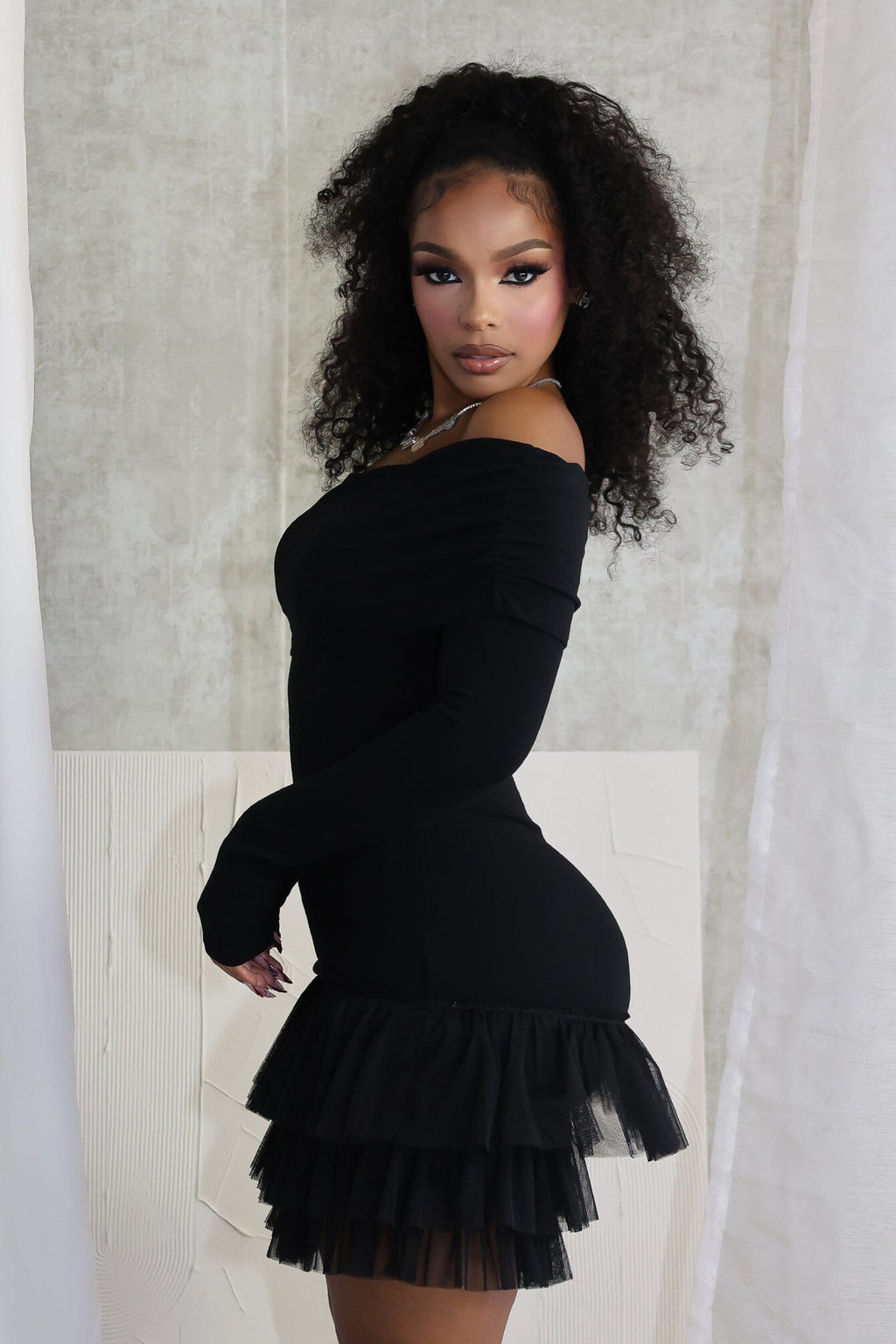 Ekko Tulle Ruffled Mini Dress