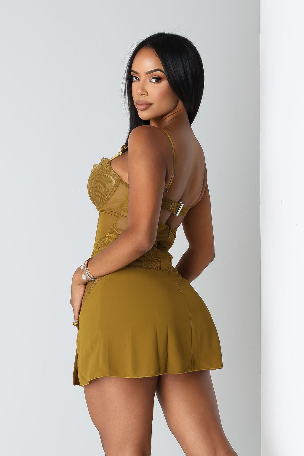 Fiorella Ribbon Mesh Mini Dress