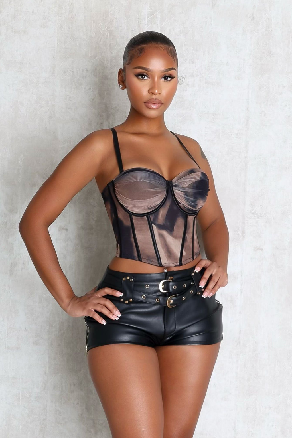 Damage Mesh Bustier Top