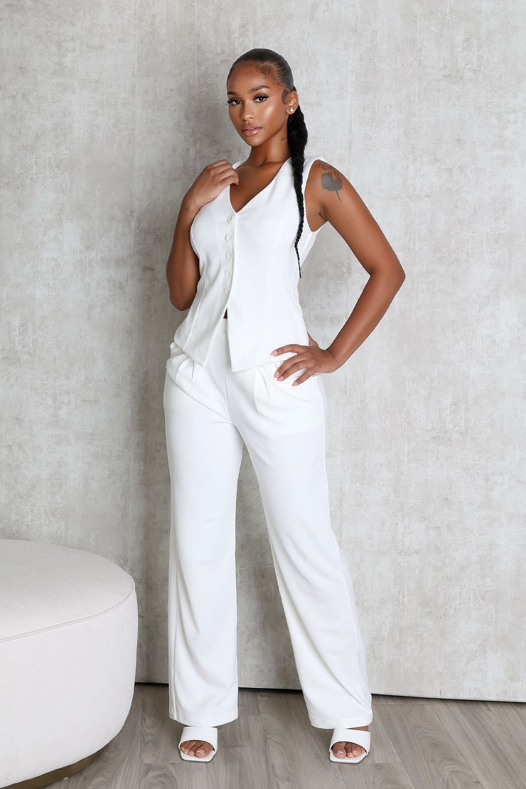 Teresita Button Up Vest Top & Pants SET
