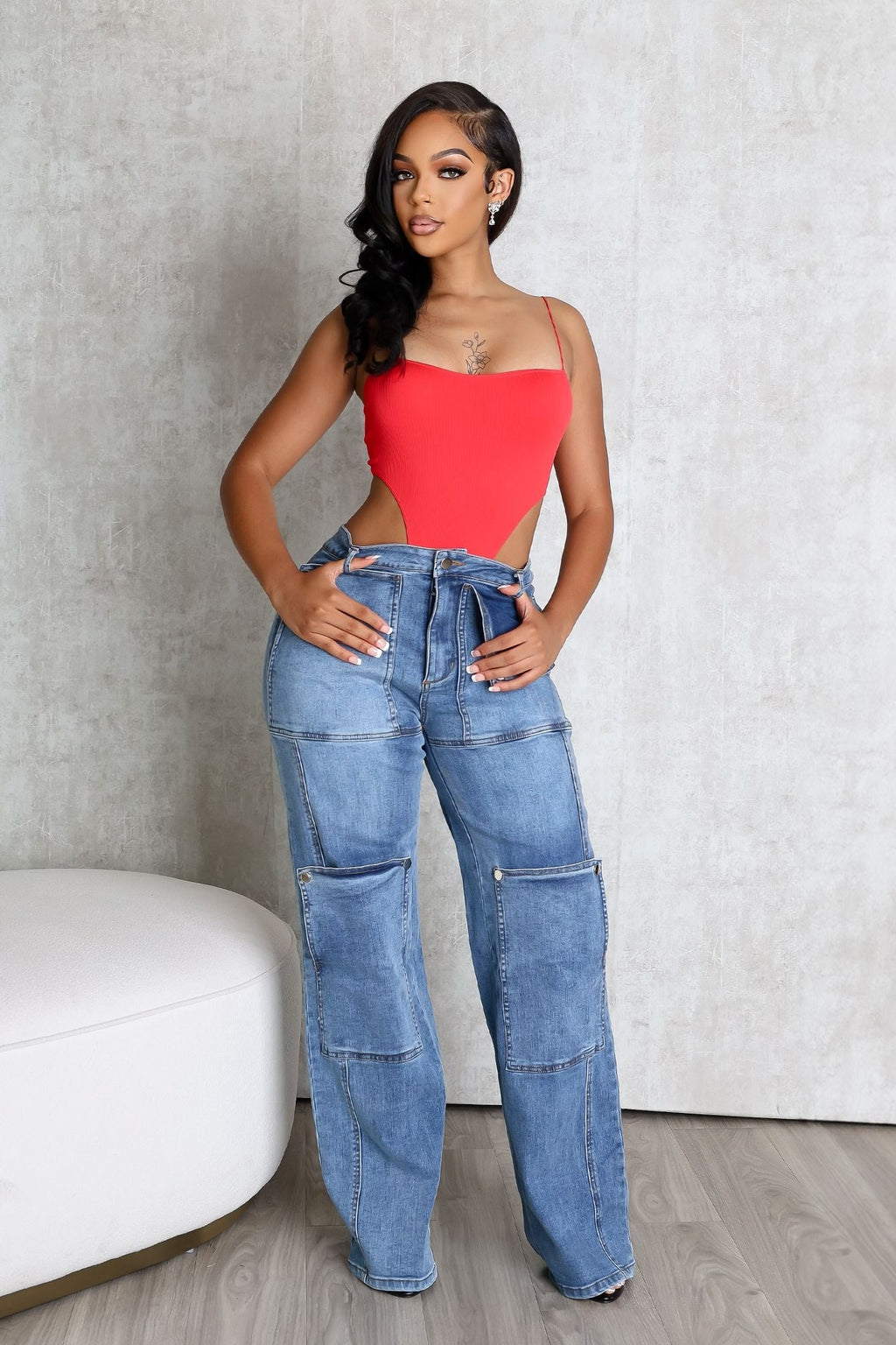 Hi Rise Snap Baggy Jeans