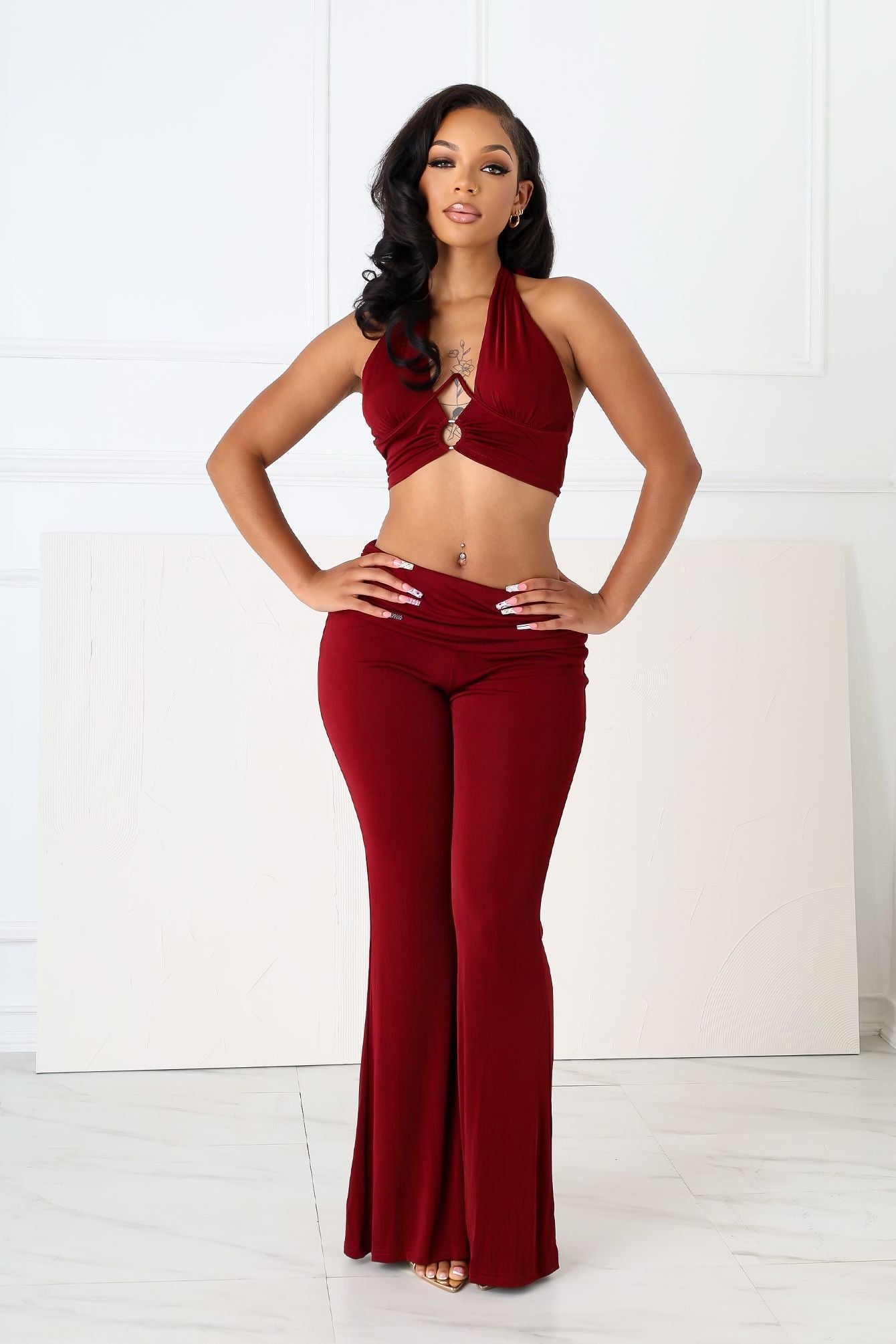 Graceful Passion Crop Top & Pants SET