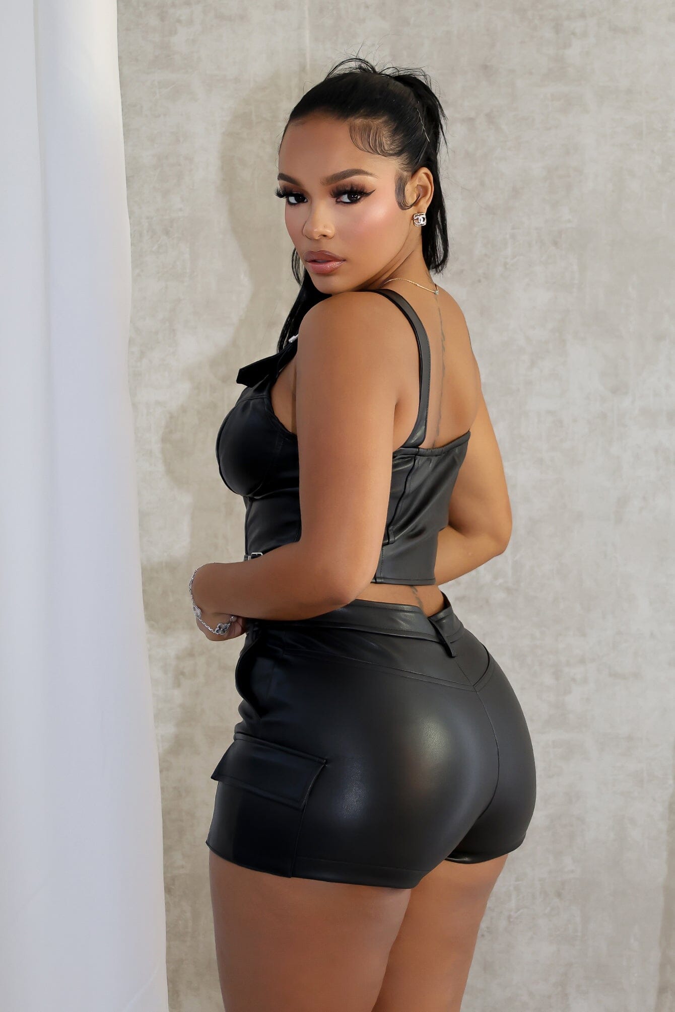 Dani Faux Leather Buckle Bustier