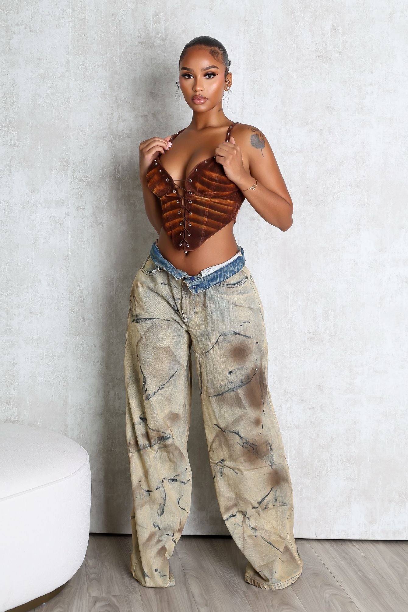 St. George Faux Suede Corset Top