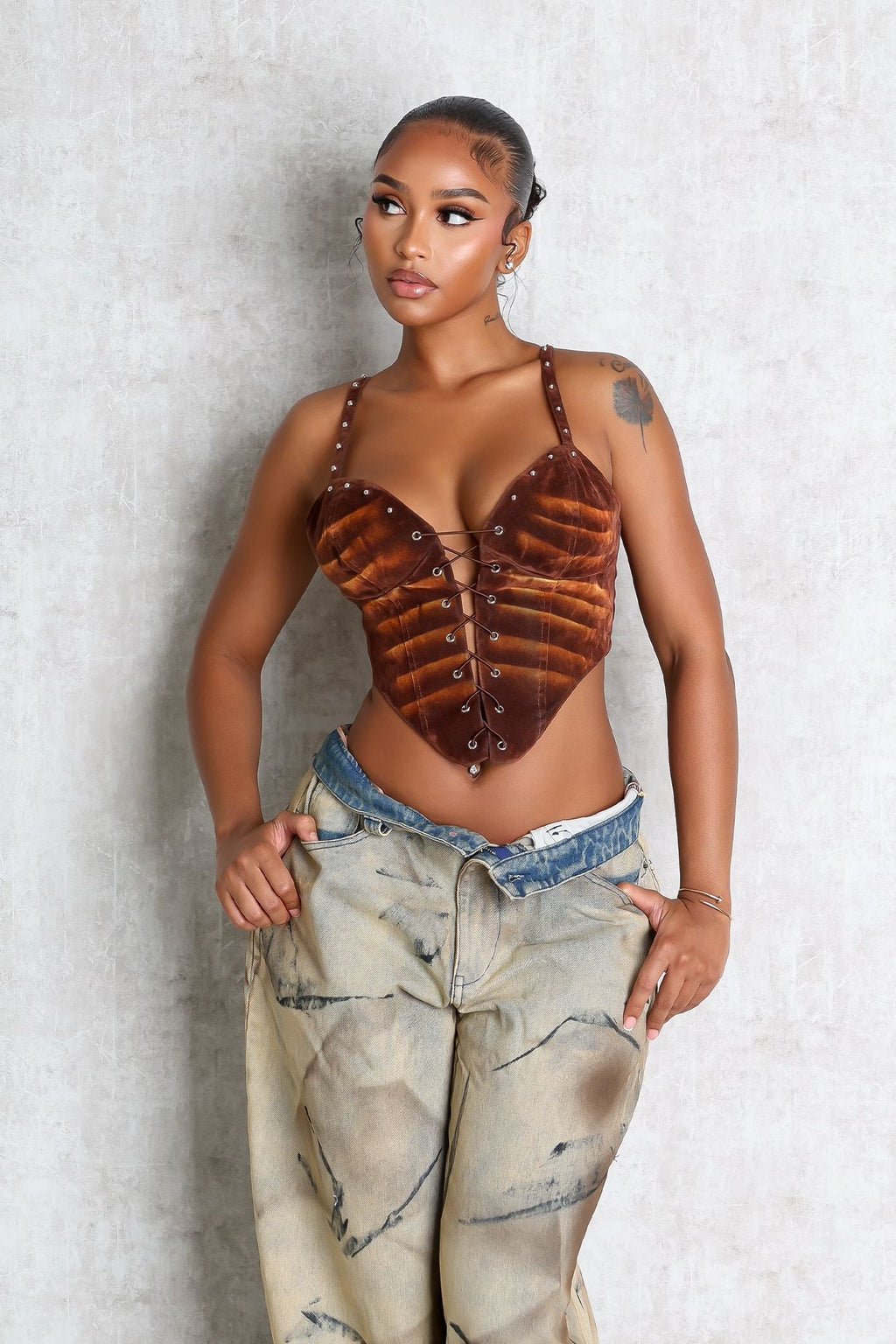 St. George Faux Suede Corset Top