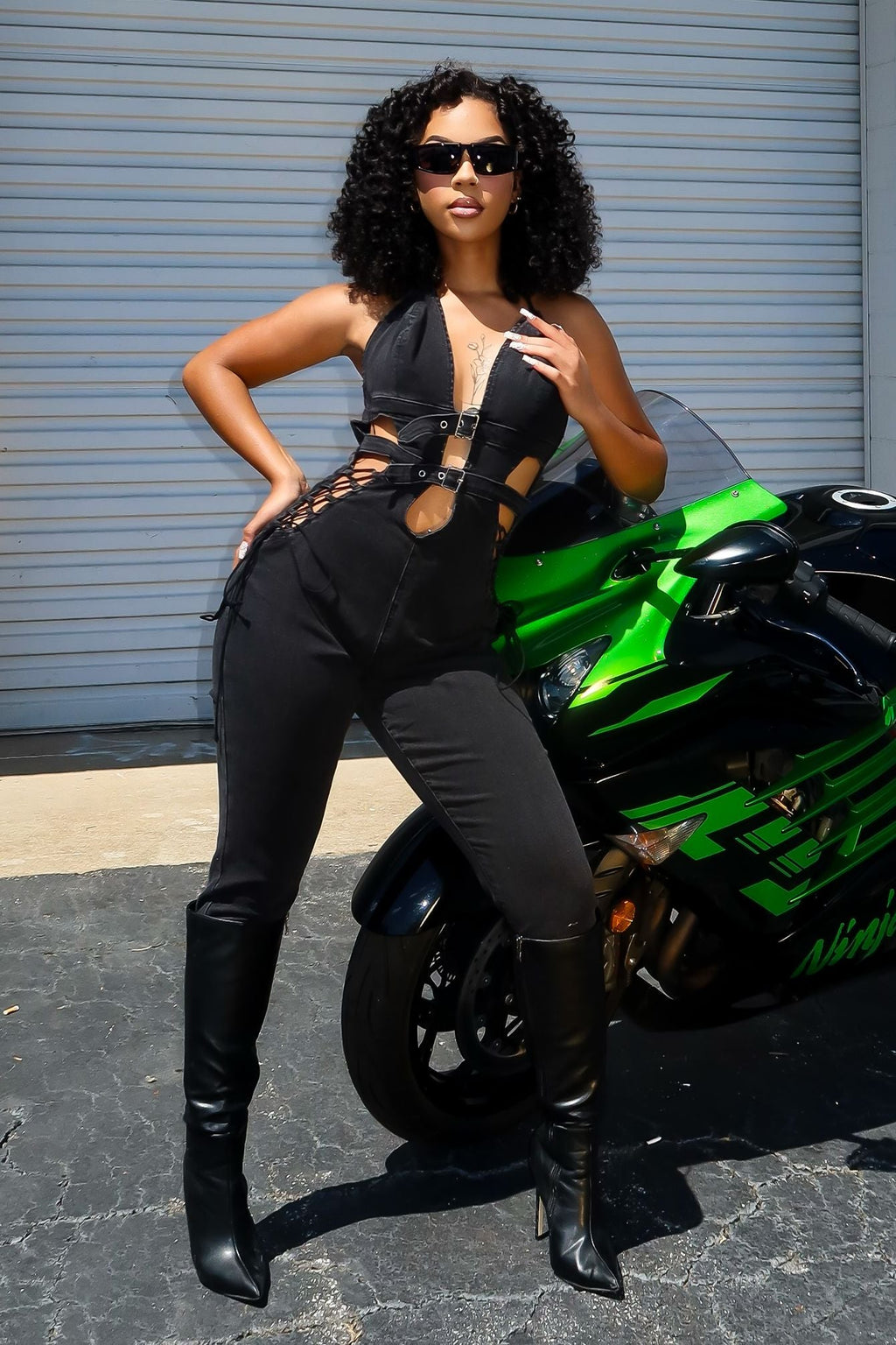 Foundry Halter Denim Jumpsuit