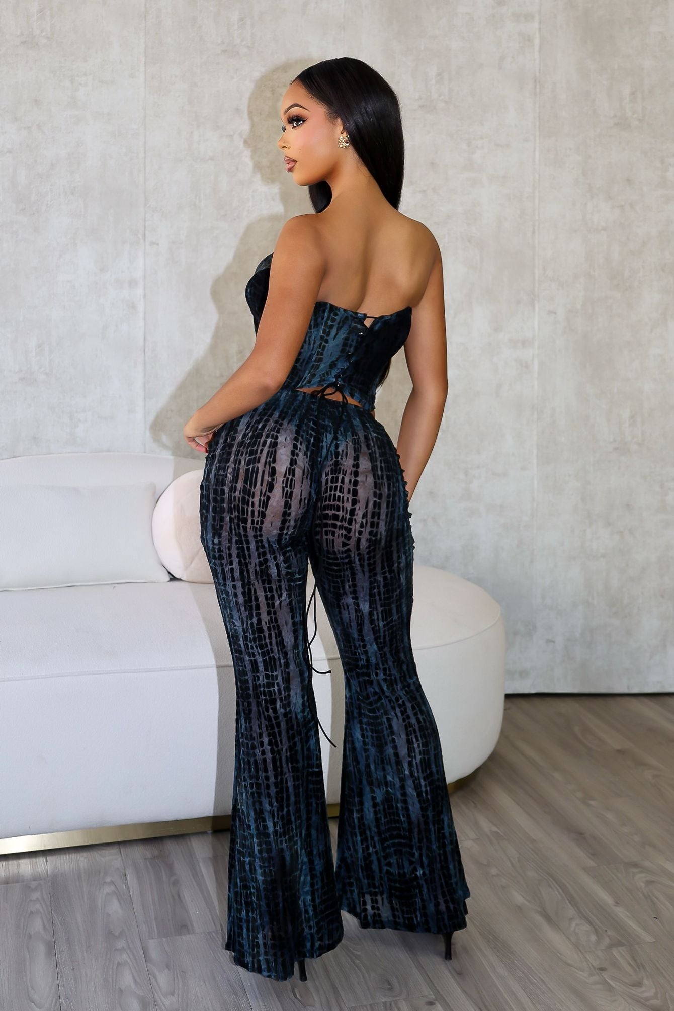Accra Mesh Burnout Corset & Pants SET