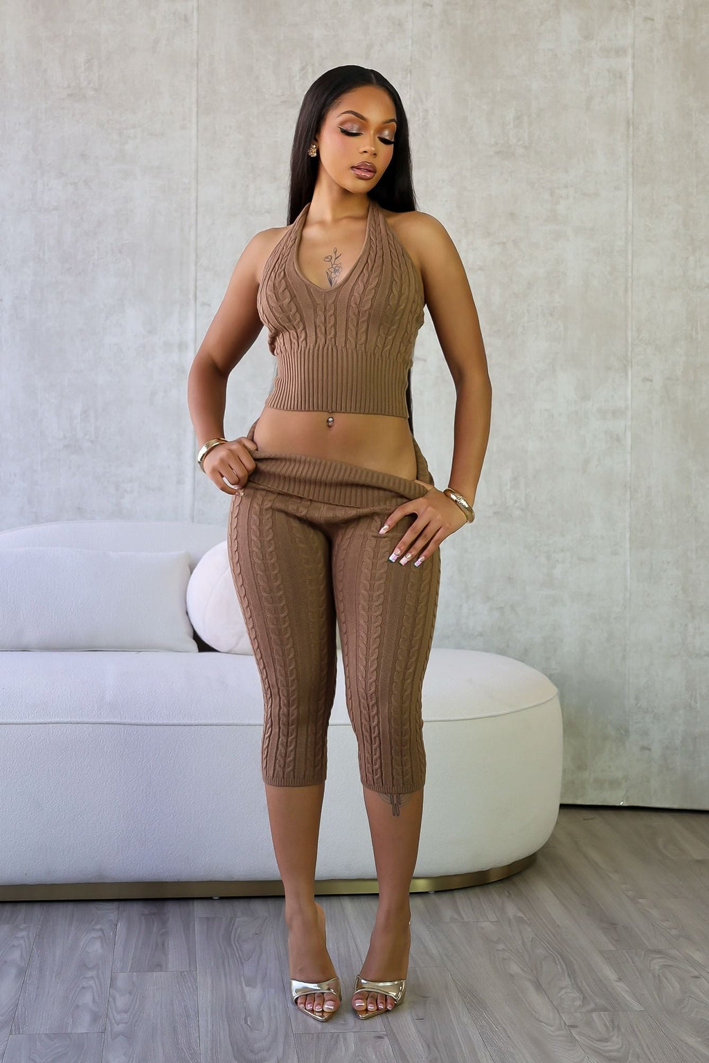 Calm Touch Knit Top & Capri SET