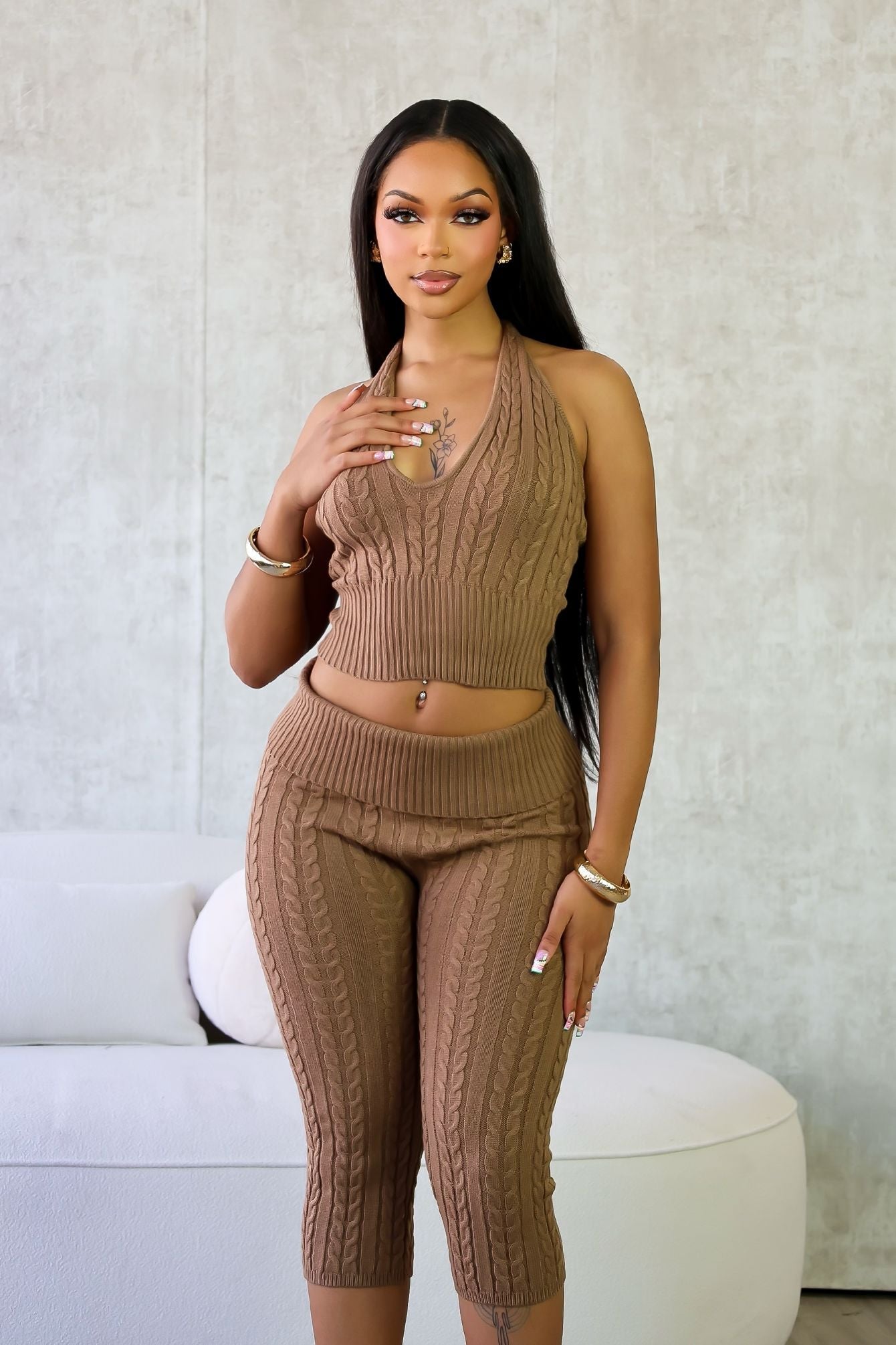 Calm Touch Knit Top & Capri SET