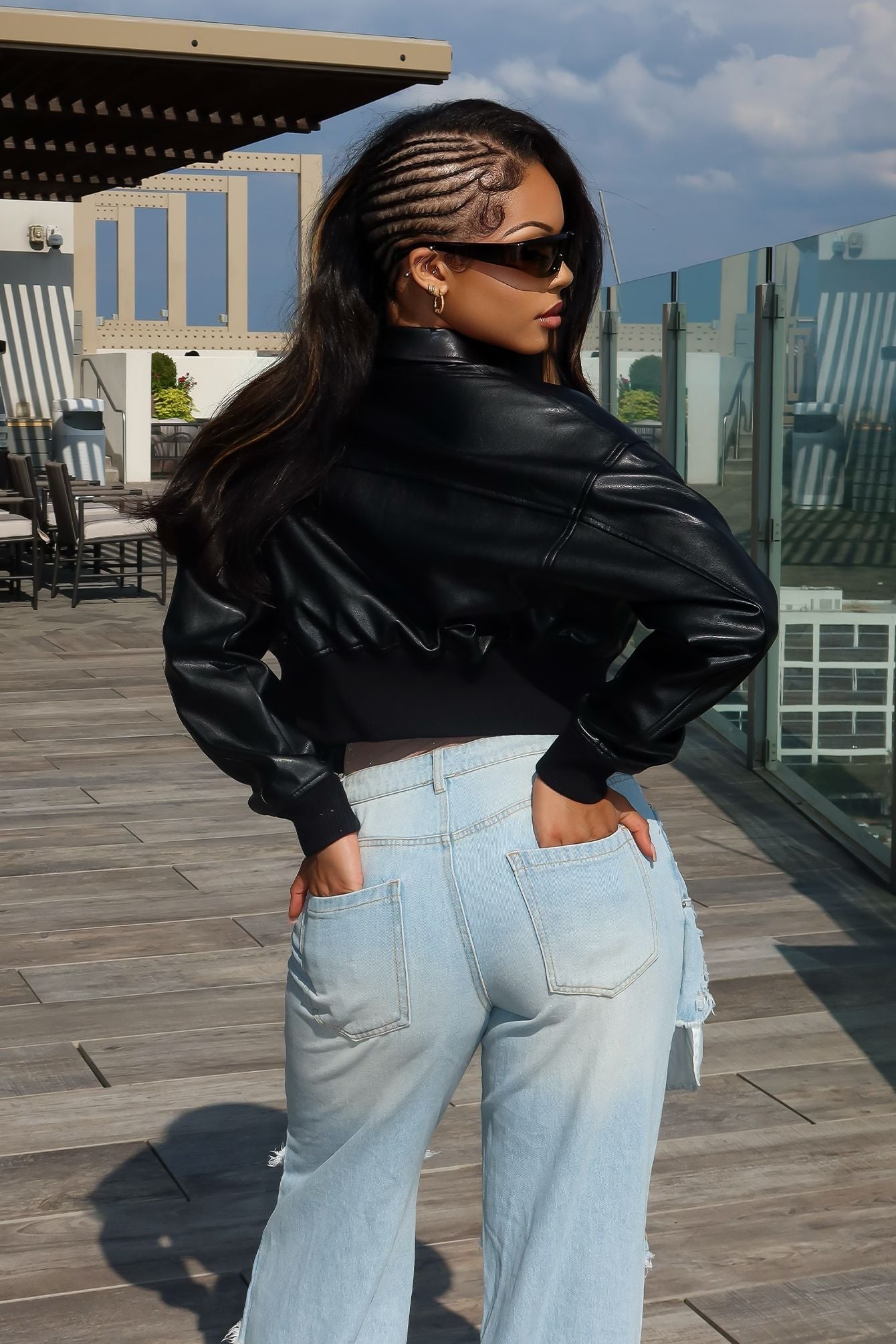 Midnight Rider PU Bomber Jacket