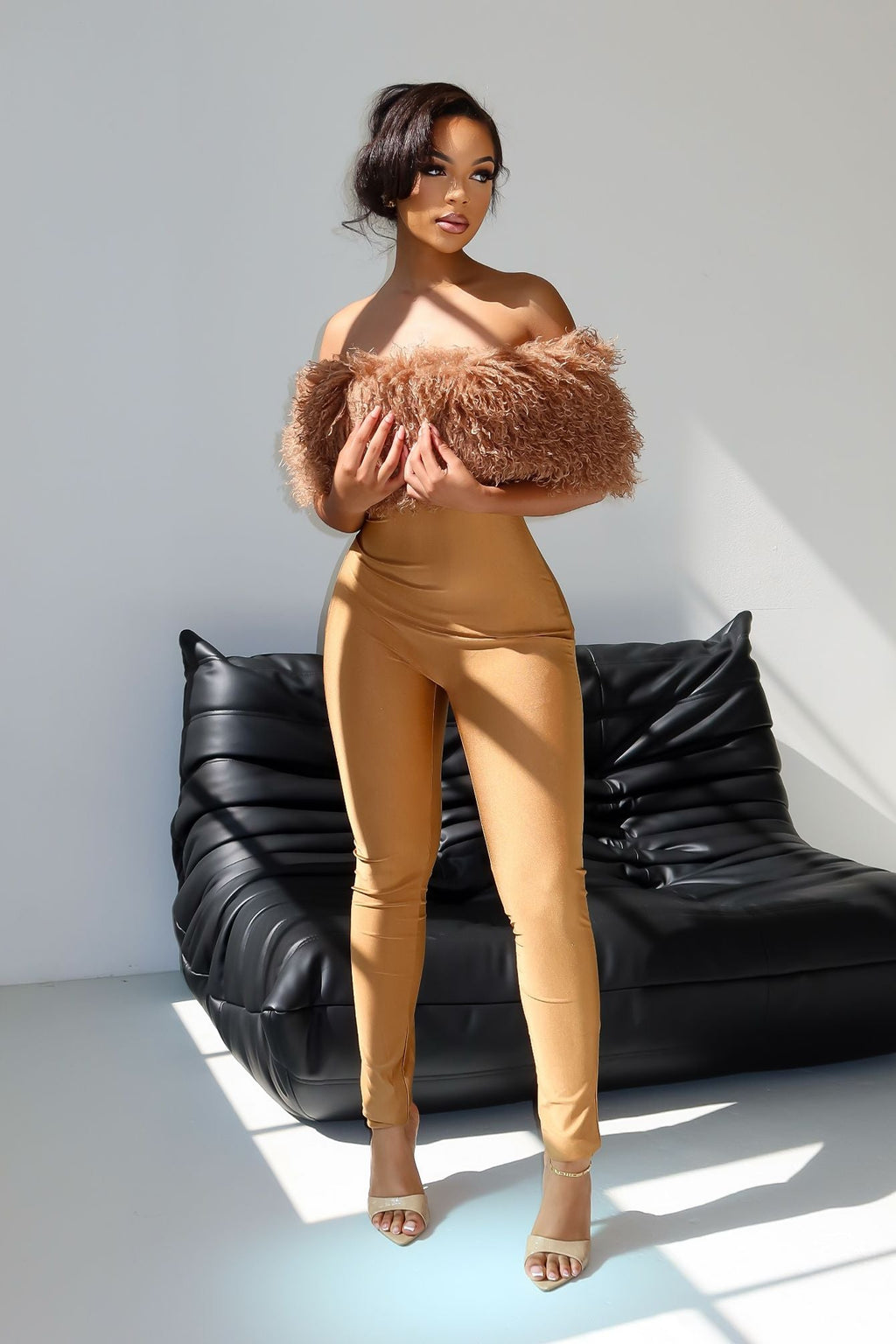 Furshine Off Shoulder Tricoat Jumpsuit