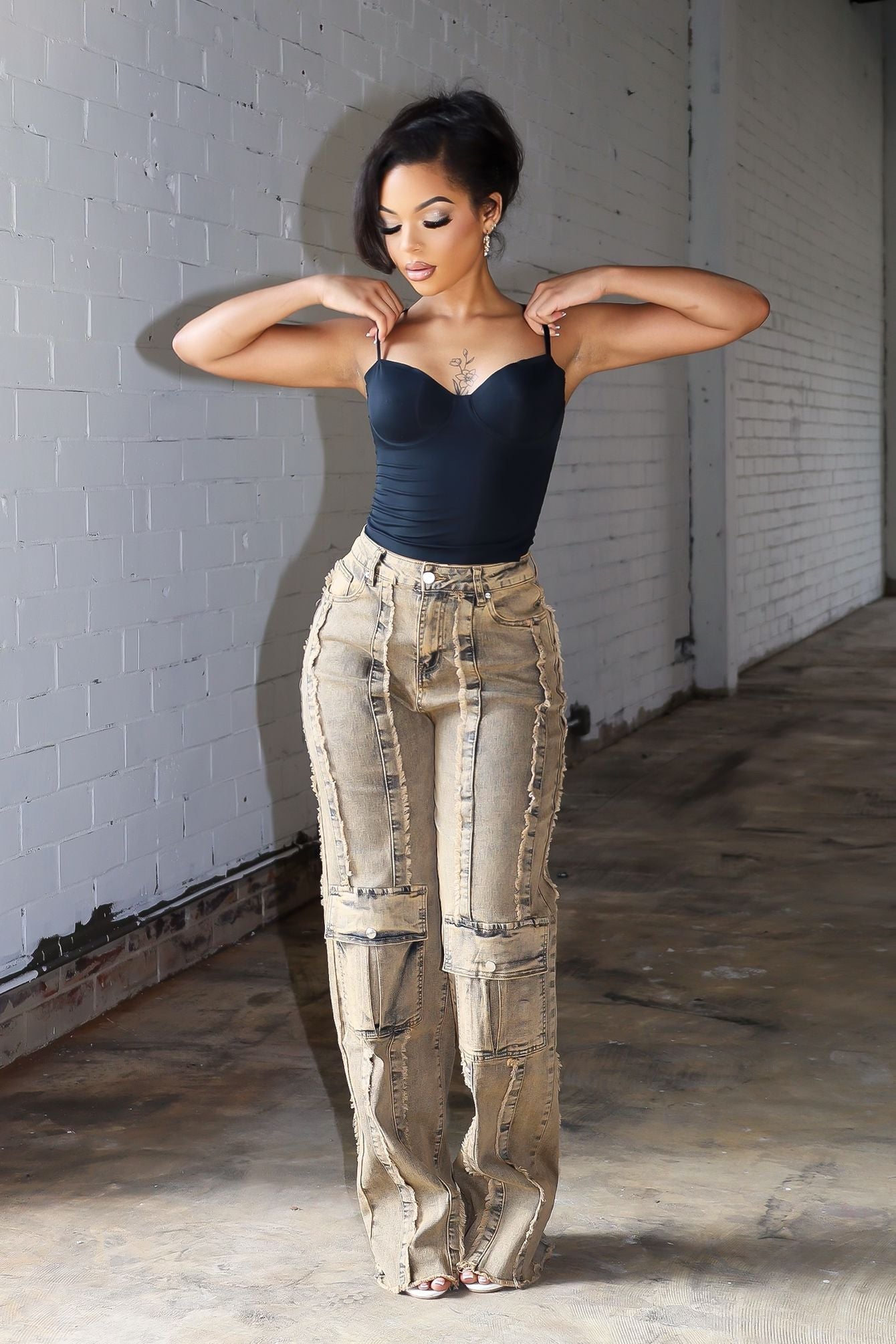 Batana Frayed Seams Baggy Jeans