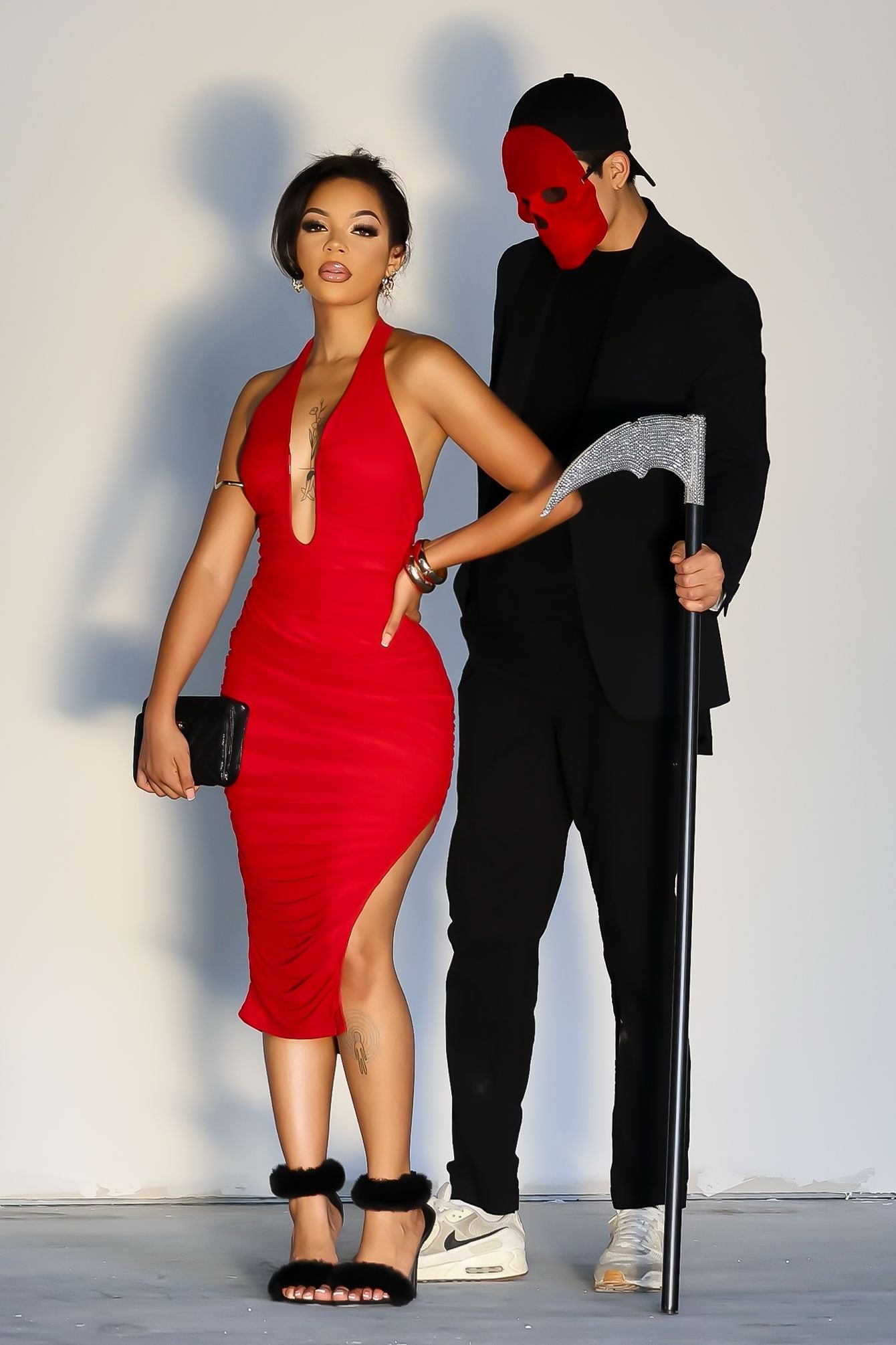 Central U Cut Ruched Midi Dress