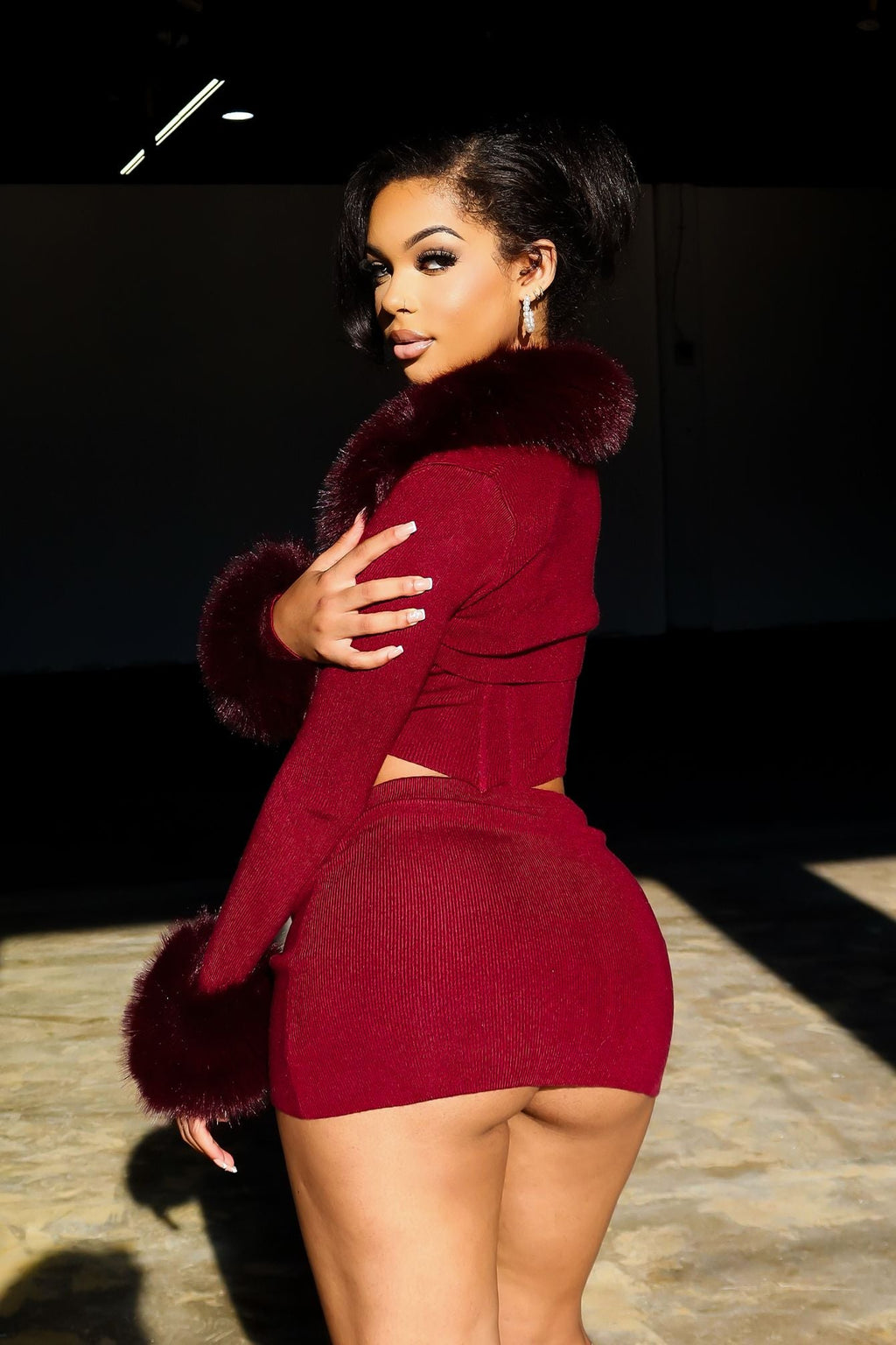 Dakota Fur Trim Knit 3 Piece SET